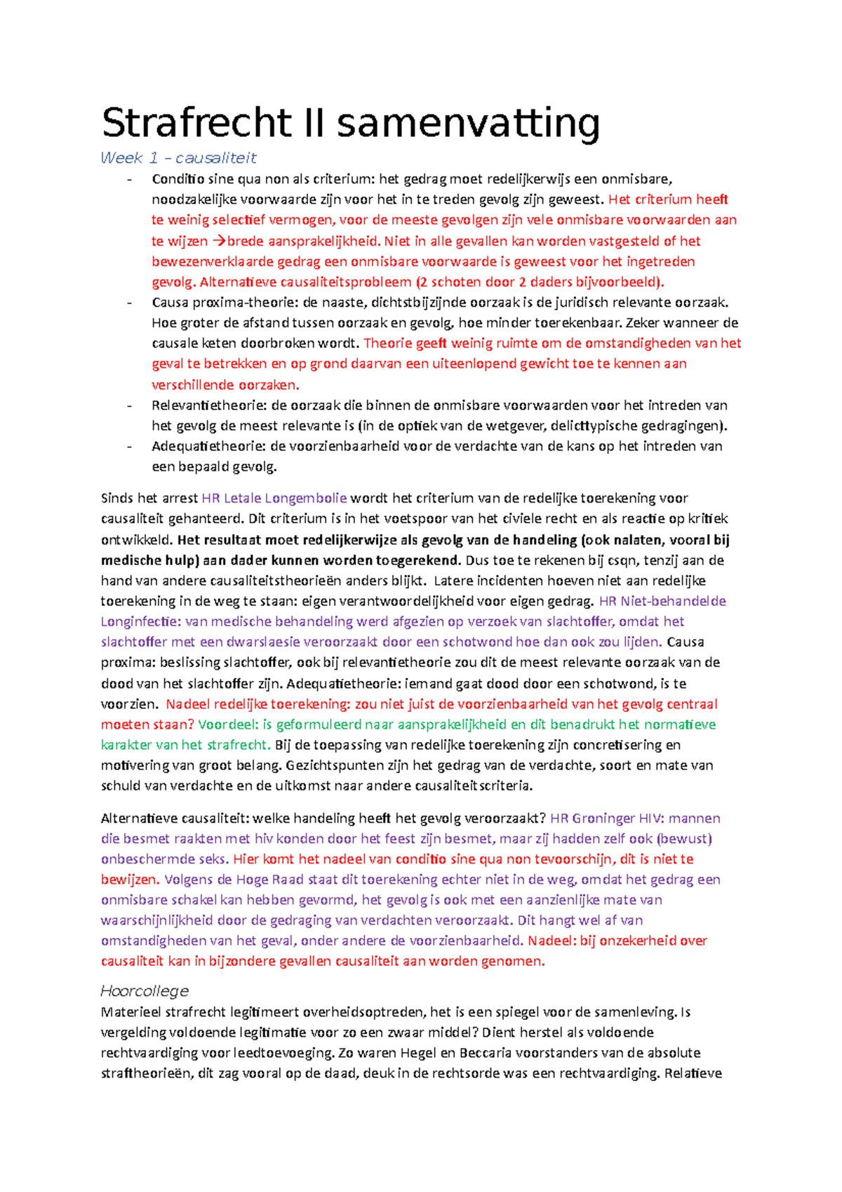 Strafrecht II Samenvatting Theorie - Strafrecht II Samenvatting Week 1 ...