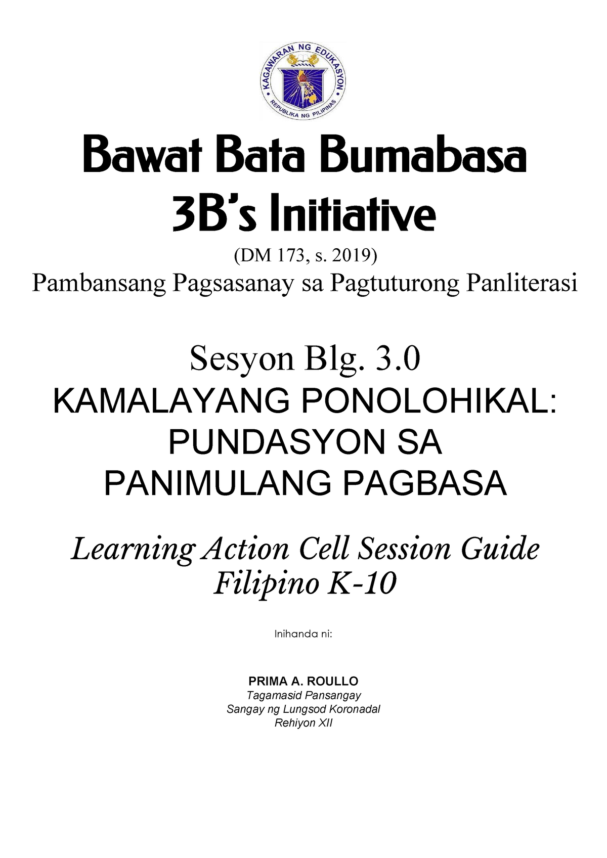 Sesyon 3 Kamalayang Ponolohikal - Bawat Bata Bumabasa 3B’s Initiative ...