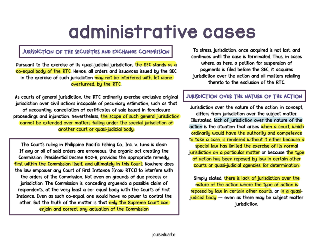Concepts Discussed in Cases Decided by JABC in Administrative Cases