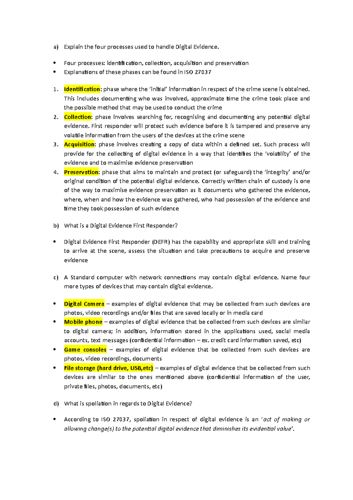 DF lab - lab work - a) Explain the four processes used to handle ...