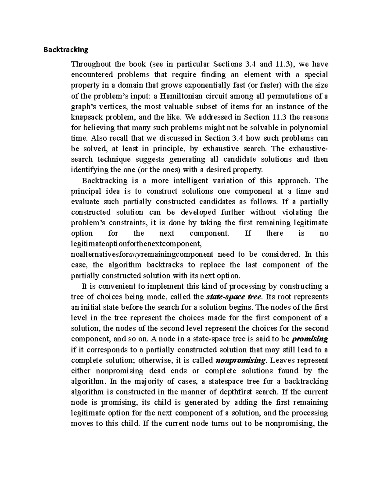 Backtracking - Backtracking Throughout the book (see in particular ...