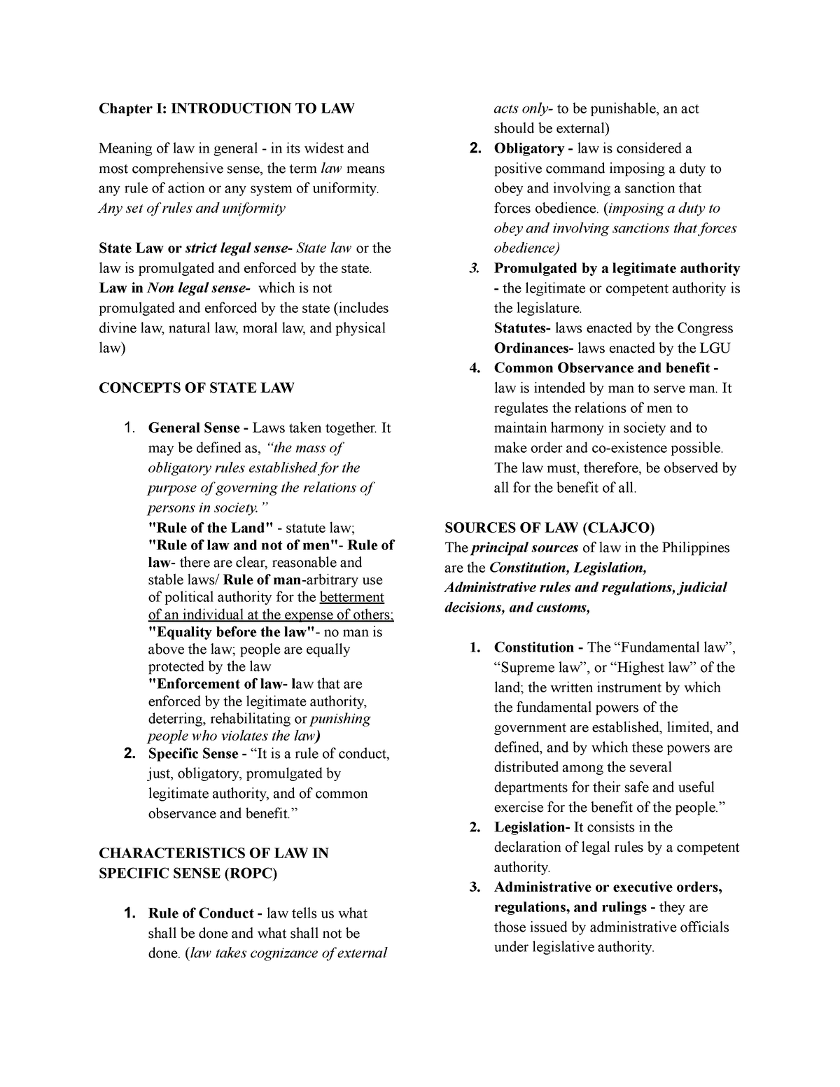 law001-reviewer-chapter-i-introduction-to-law-meaning-of-law-in