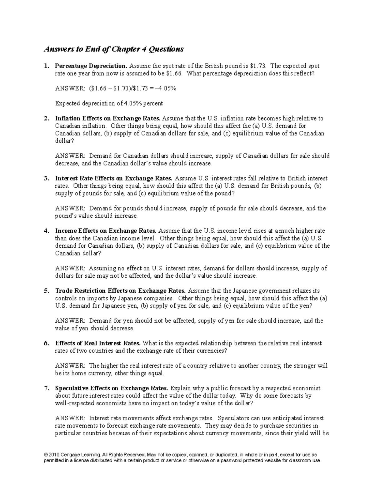 Madura IFM10e IM Ch04 - Answers to End of Chapter 4 Questions ...