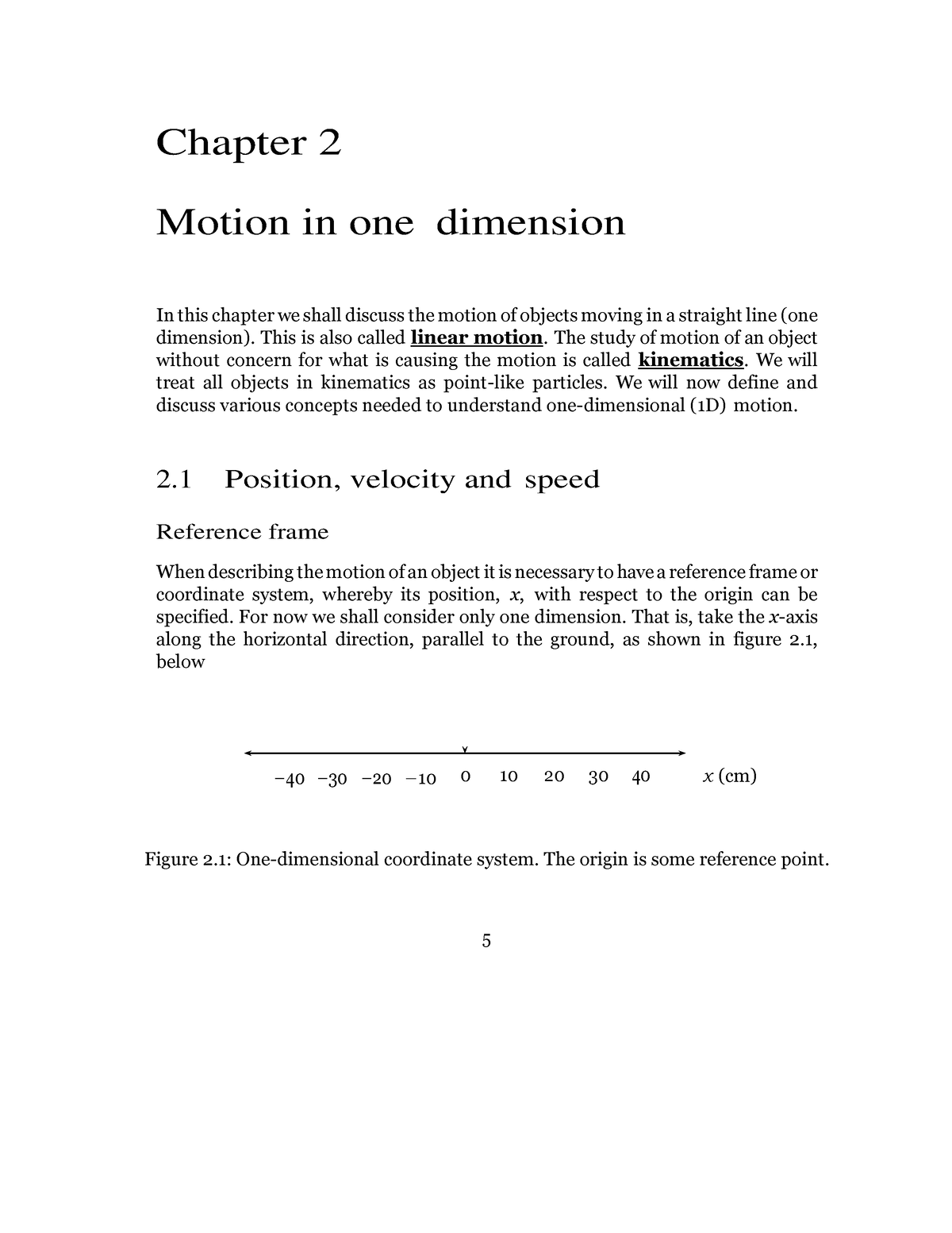 Mech Chapter 2 - Kinematics - Chapter 2 Motion In One Dimension In This ...