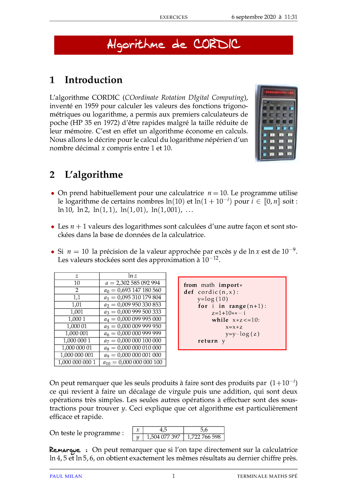 05 Cours Algorithme Cordic Exercices 6 Septembre 2020 à 11