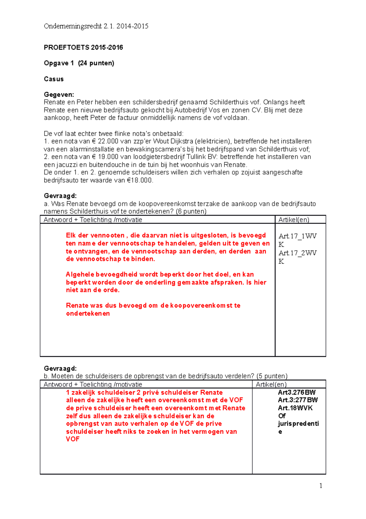 Proef/oefen Tentamen 2015, Vragen En Antwoorden - PROEFTOETS 2015 ...