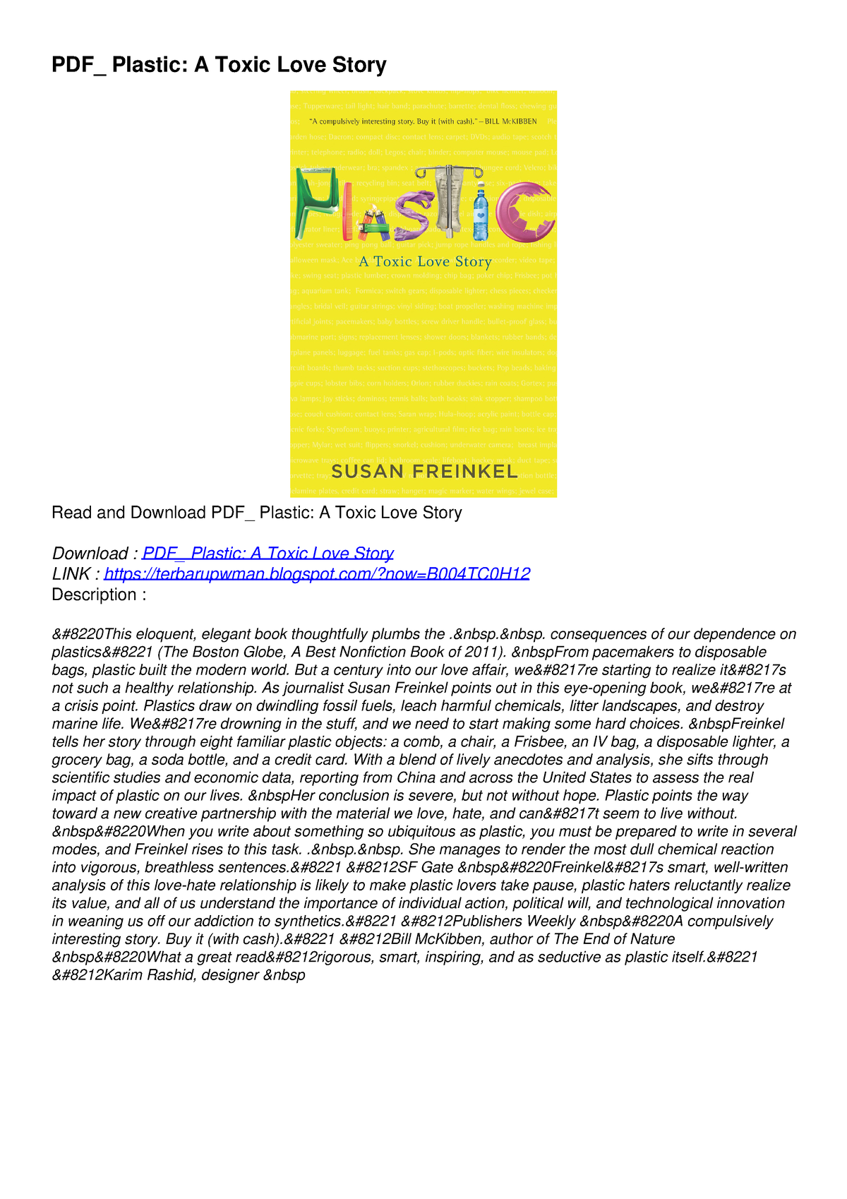 plastic a toxic love story essay