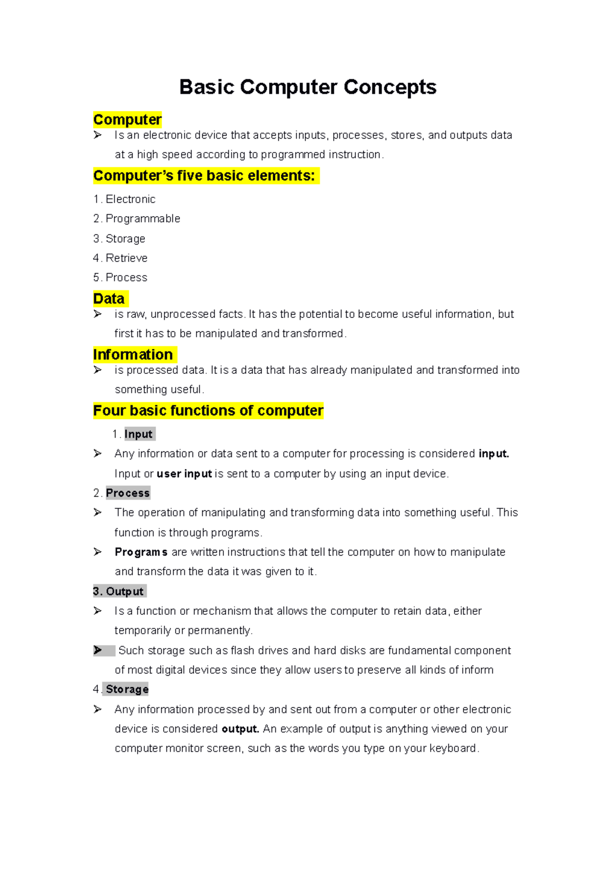 ITC- Reviewer - Nsjskdbd - Basic Computer Concepts Computer Is an ...