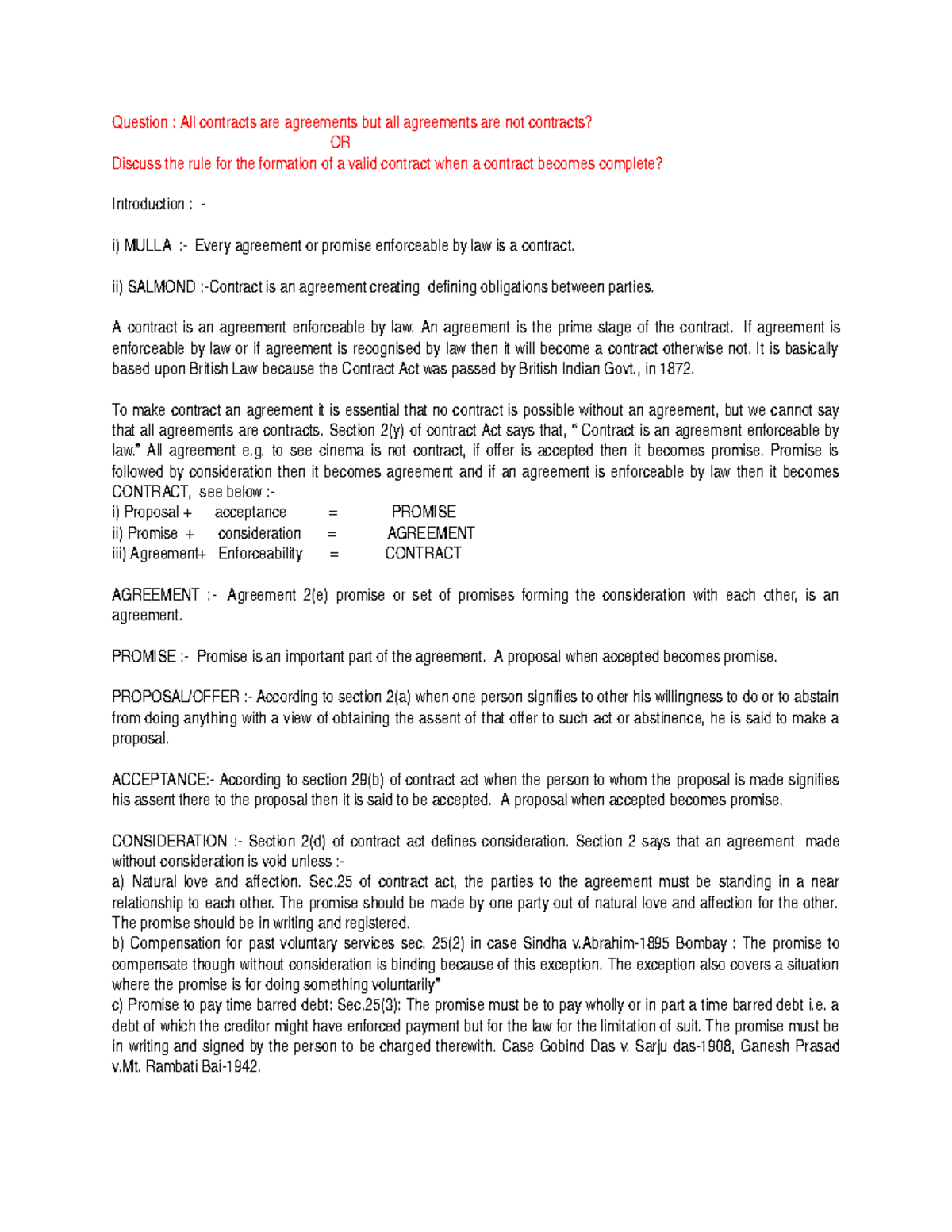 All contracts are agreements but all agreements are not contracts ii