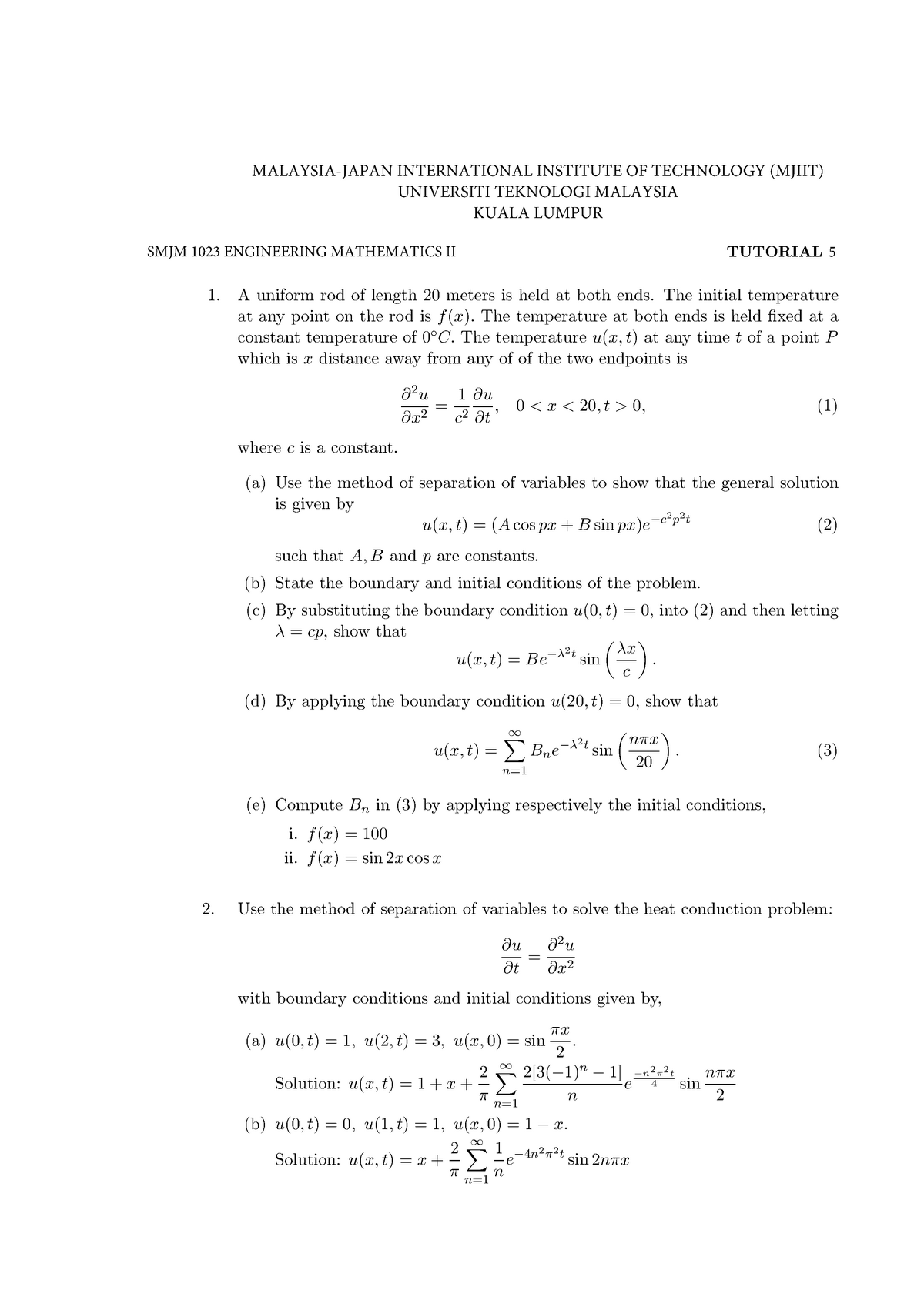 Tutorial Chapter 7 Partial Differential Equation Studocu