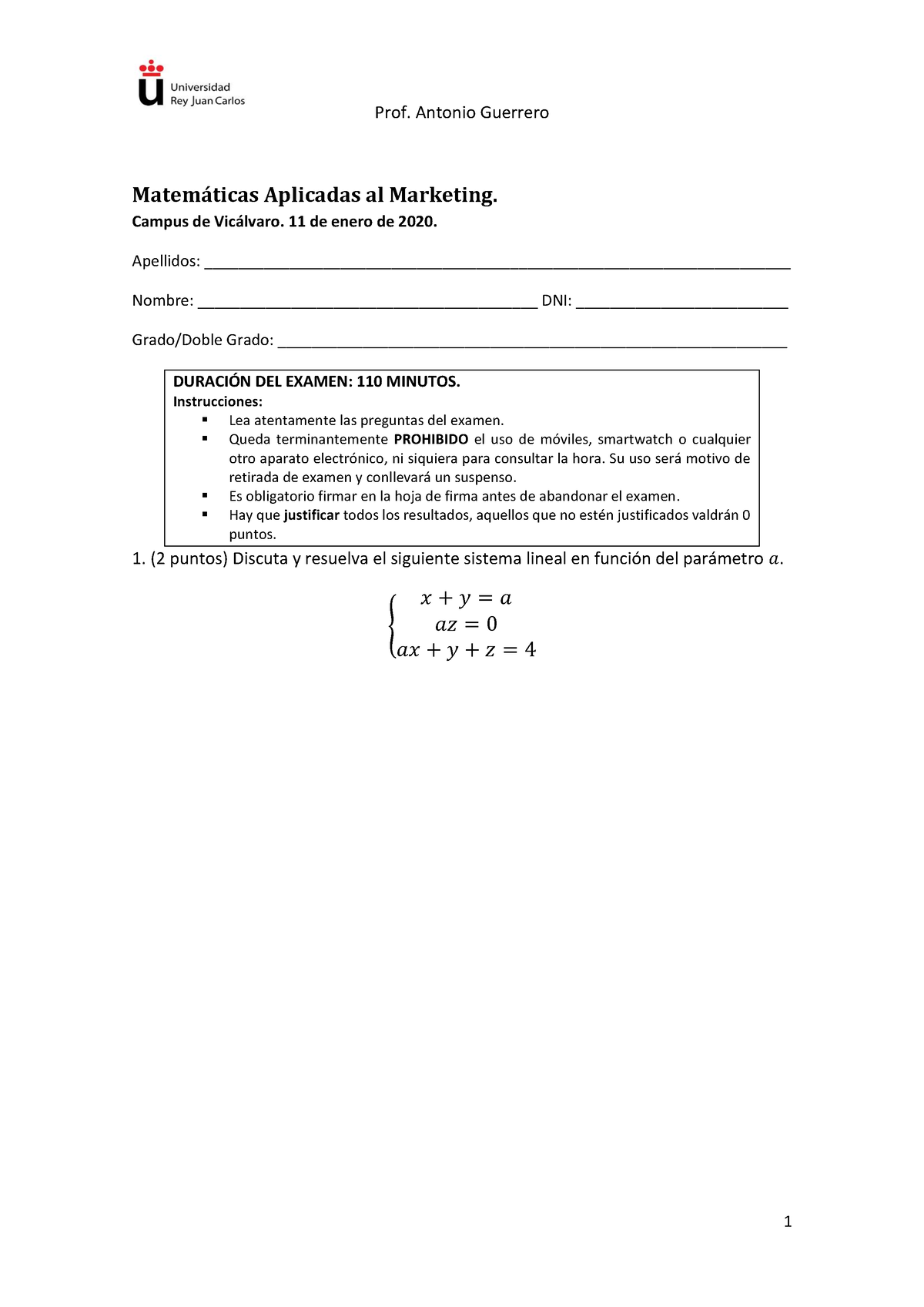 Matem Ã¡ticas Aplicadas Al Marketing 11 Enero 2020 - Matemáticas ...