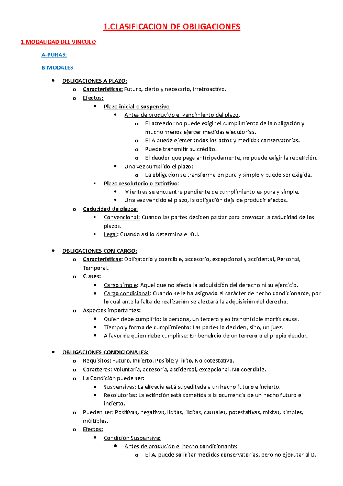 Clasificacion DE Obligaciones - 1 DE OBLIGACIONES 1 DEL VINCULO A-PURAS ...