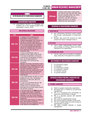 HRM 1 - notes on human resource management - PERSONAL ATTITUDE, HUMAN ...