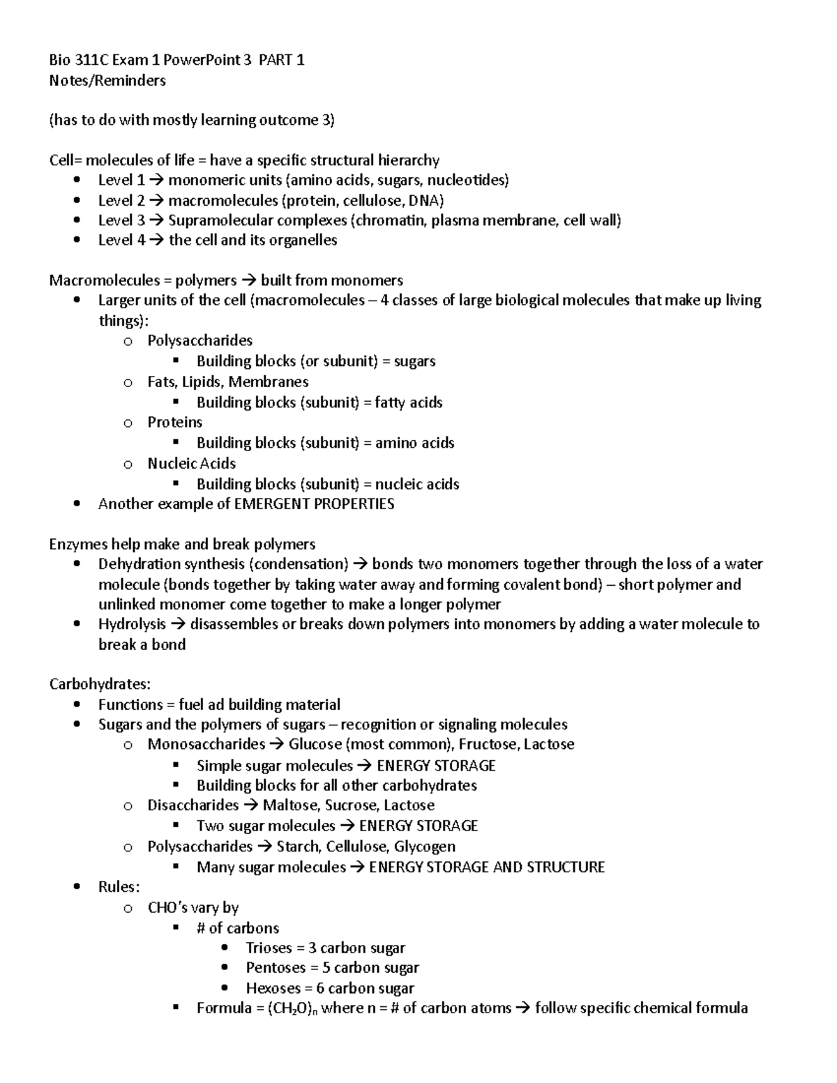 Bio 311C Exam 1 Ppt 3 part 1 Notes - Bio 311C Exam 1 PowerPoint 3 PART ...