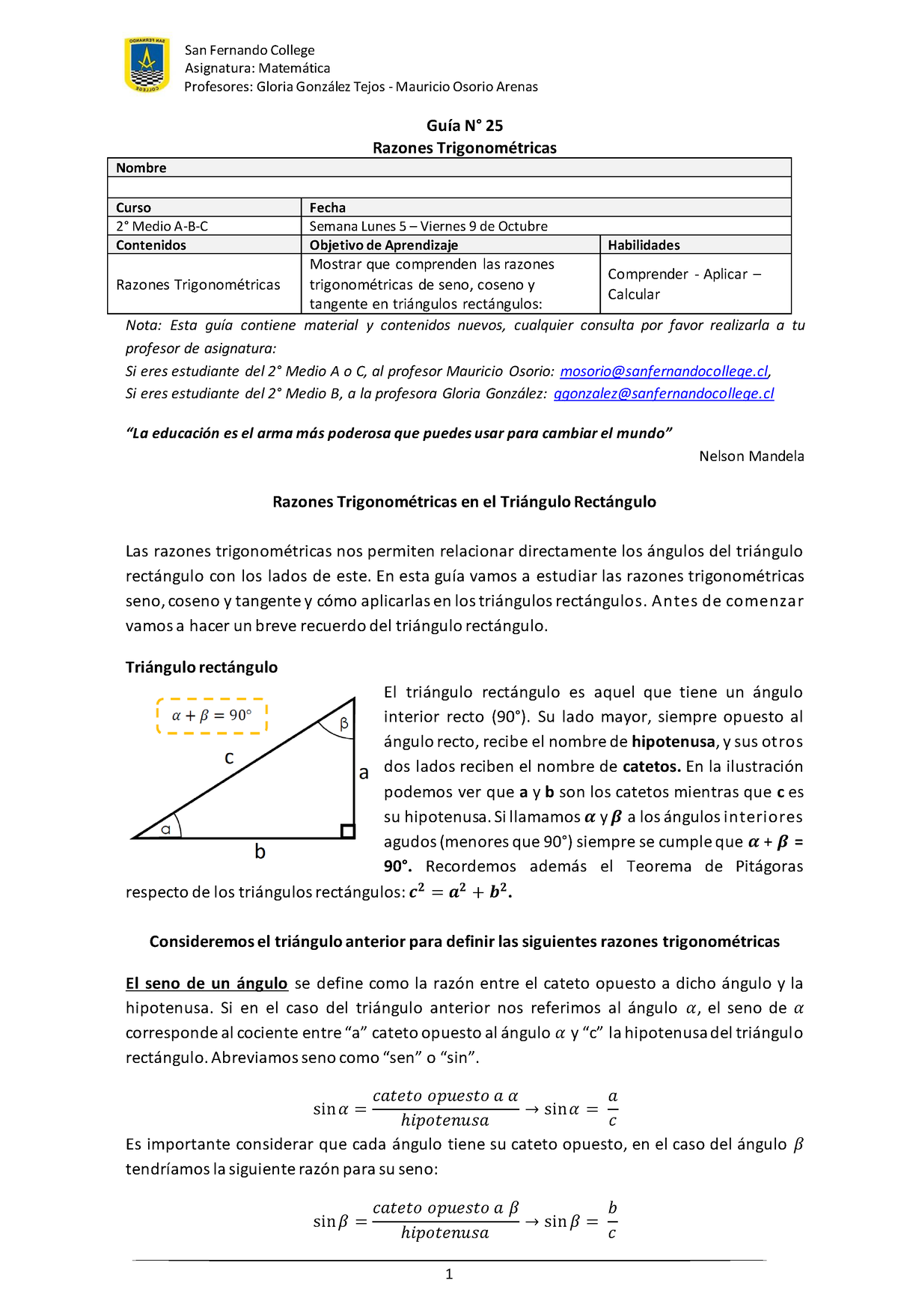 SOLUTION: Guia Tercer Periodo Grado Decimo Trigonometria