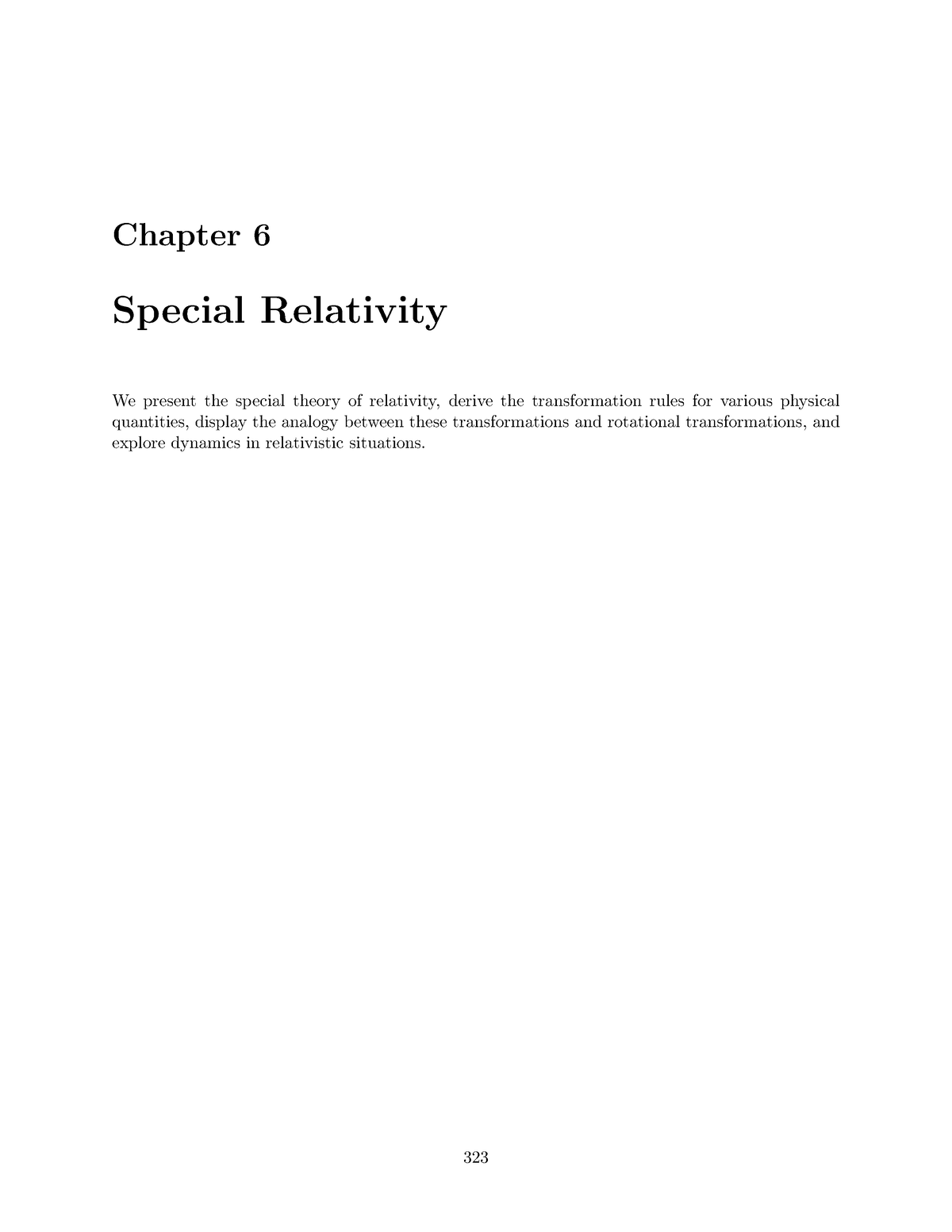 Special Relativity - Chapter 6 Special Relativity We Present The ...