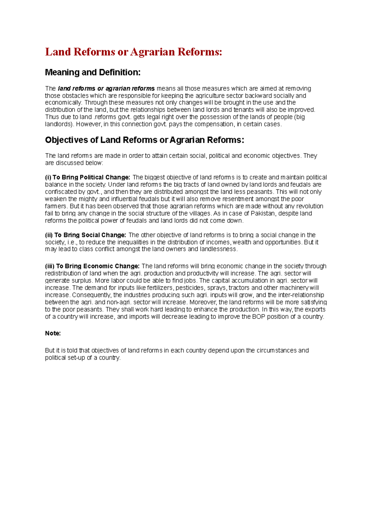 Land Reforms Or Agrarian Reforms - Land Reforms Or Agrarian Reforms ...