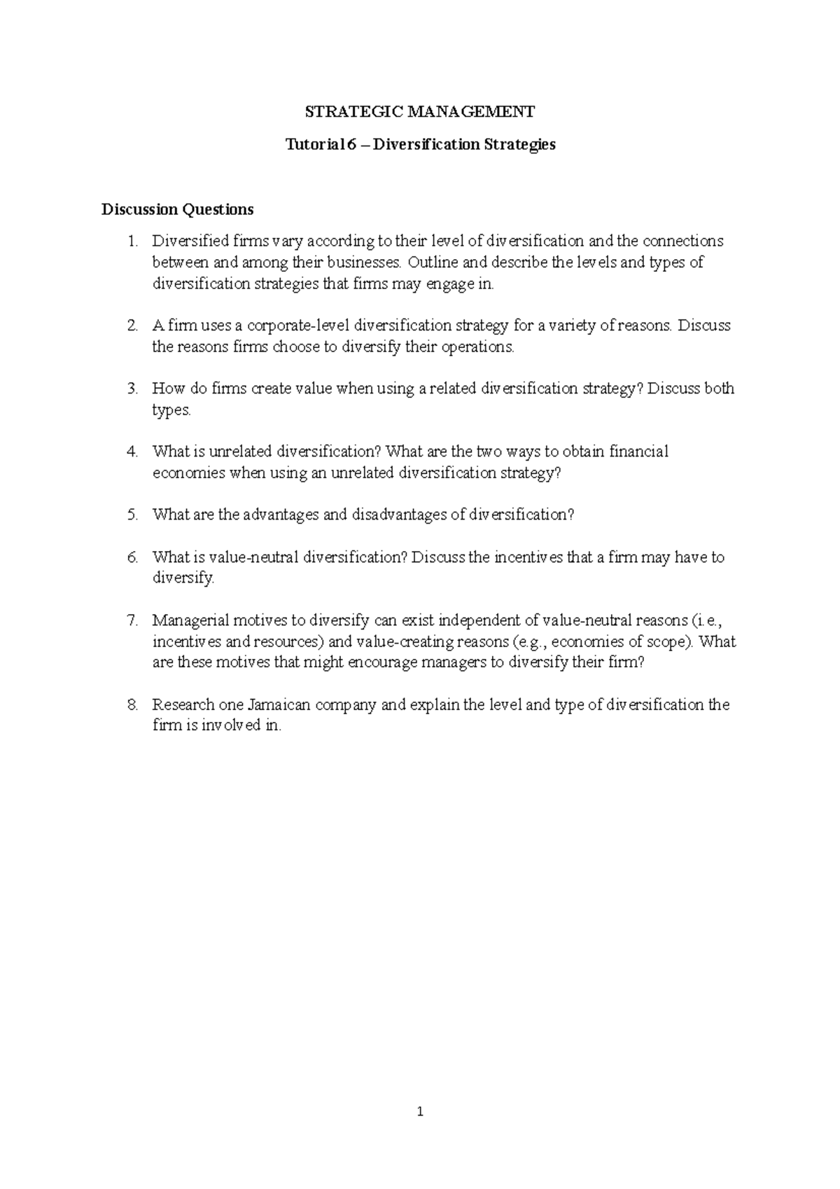 Unit 6 - Tutorial Sheet - Short questions and case - strategic staffing ...