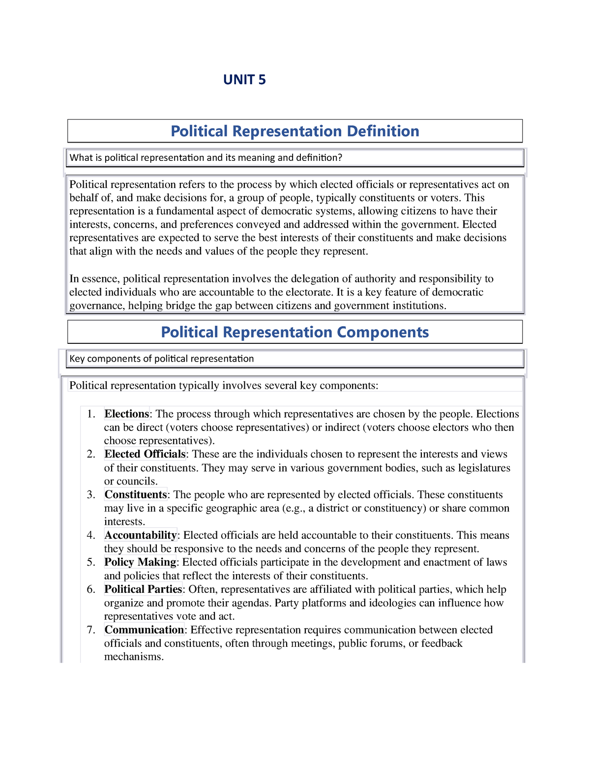 representation definition politics