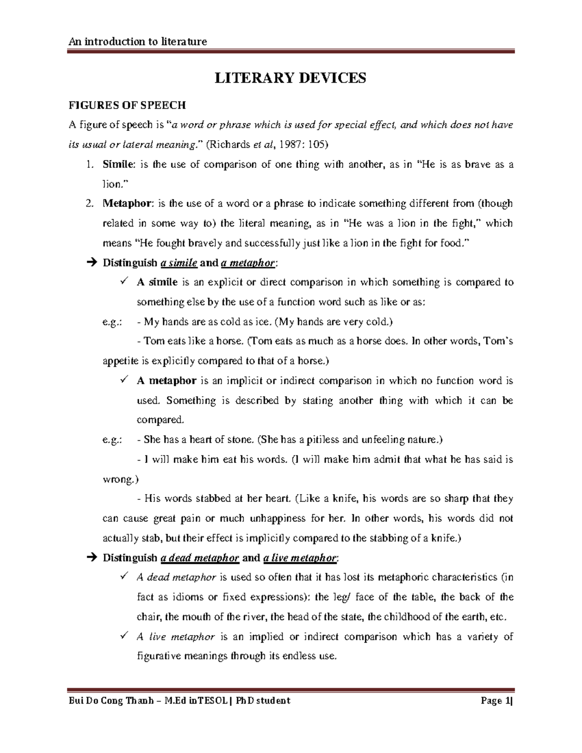 2013 0614 Literature Literary Devices Students LITERARY DEVICES