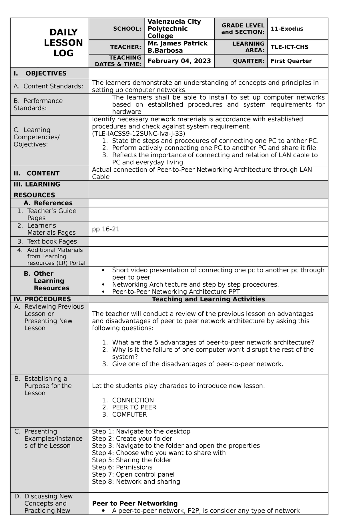 HE%20DLP - lesson plan - DAILY LESSON LOG SCHOOL: Valenzuela City ...