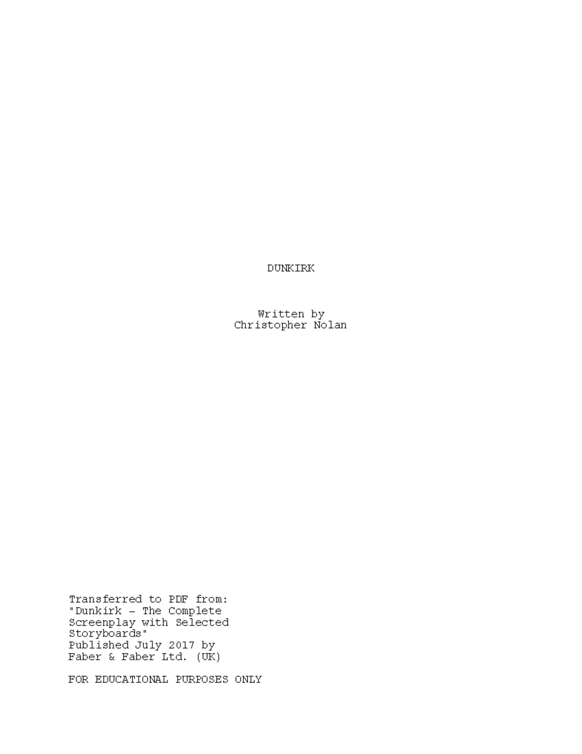 Dunkirk-2017 - Screenplay Ufficialescreenplay Ufficialescreenplay 