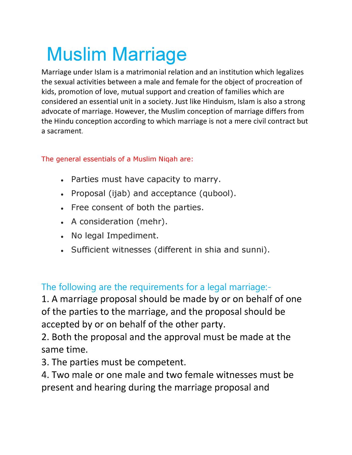 Muslim Marriage - Muslim Marriage Marriage Under Islam Is A Matrimonial ...