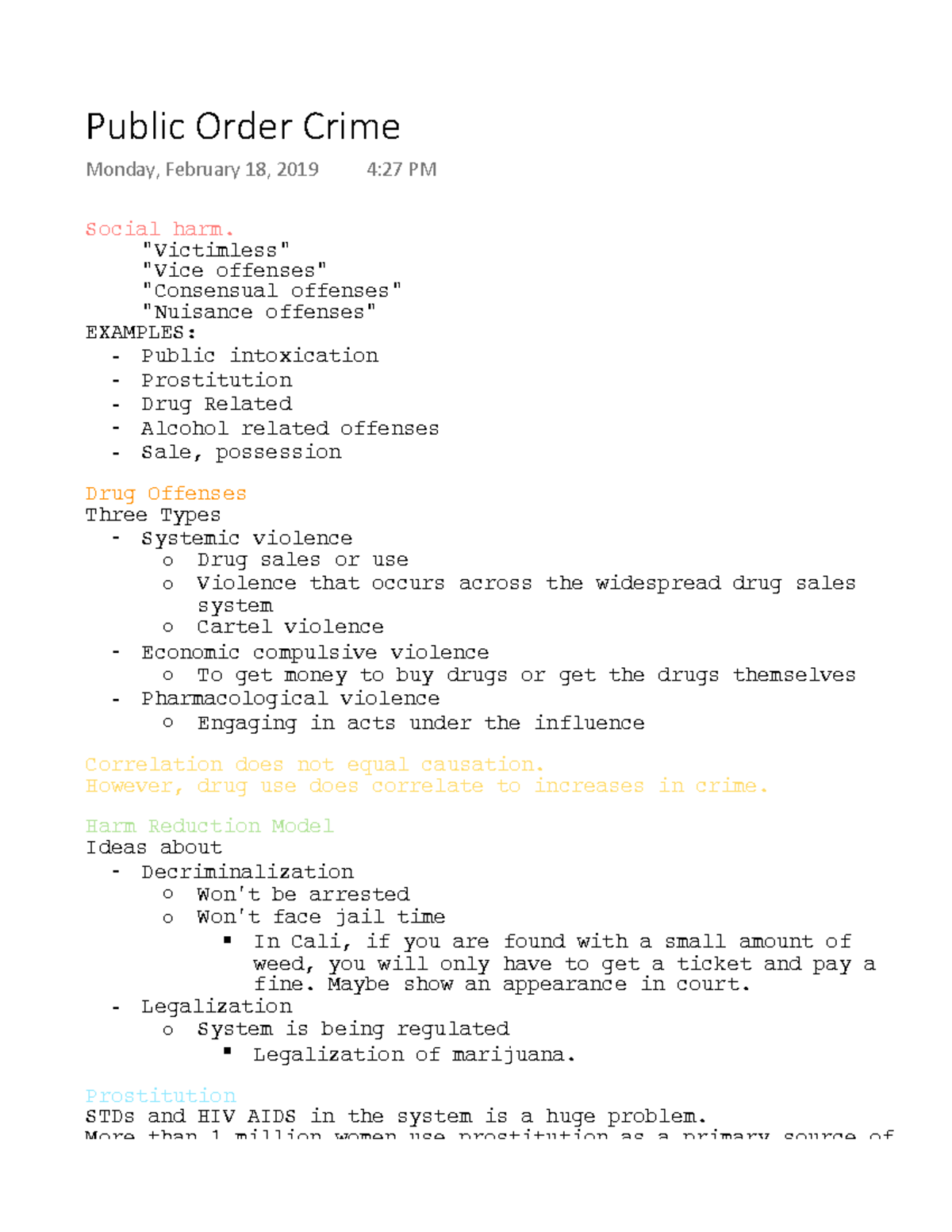 Public Order Crime Lecture 6 Public Order Crime Monday, February 18