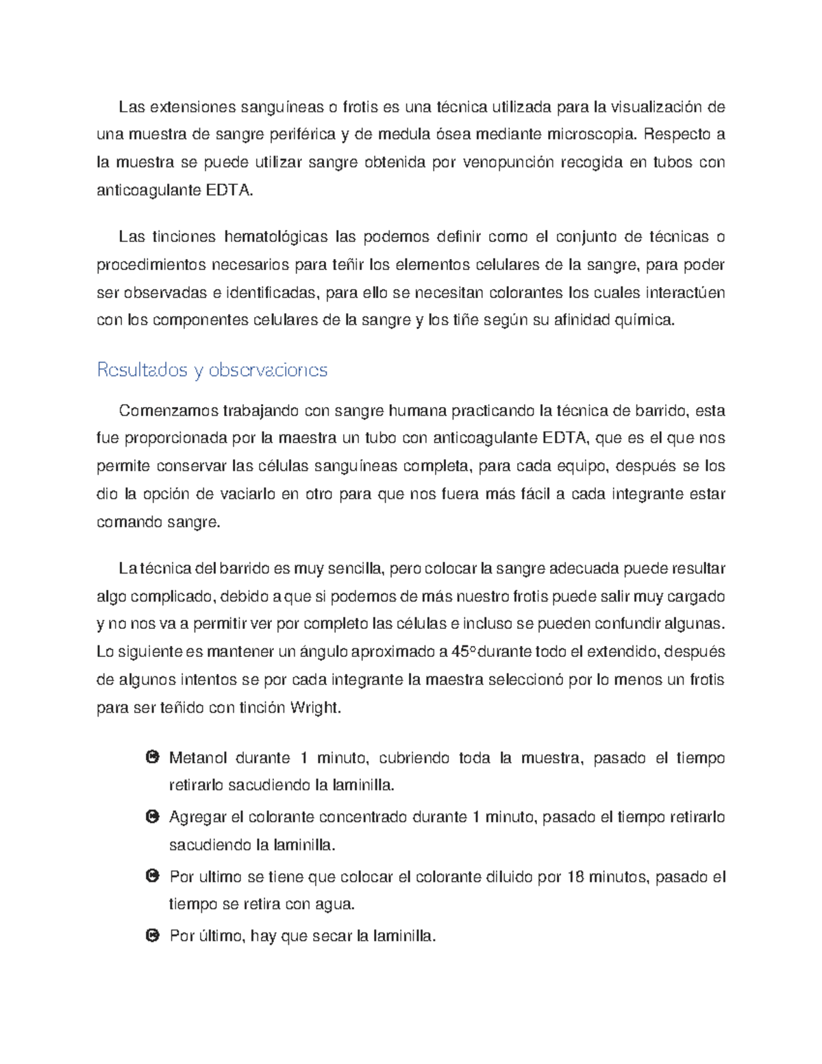 R.Practica 1 Pato C. E2 - HEMATOLOGIA - Las extensiones sanguíneas o ...