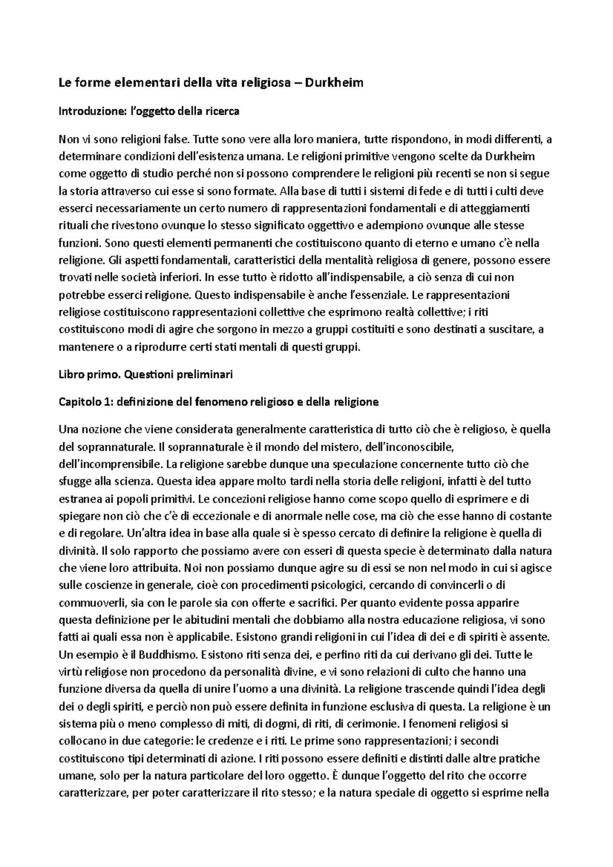 Le forme elementari della vita religiosa - Tutte sono vere alla loro ...