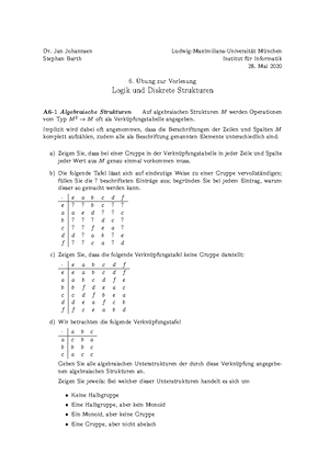 1. Übung Zur Vorlesung Logik Und Diskrete Strukturen - .. , 10} Gibt Es ...