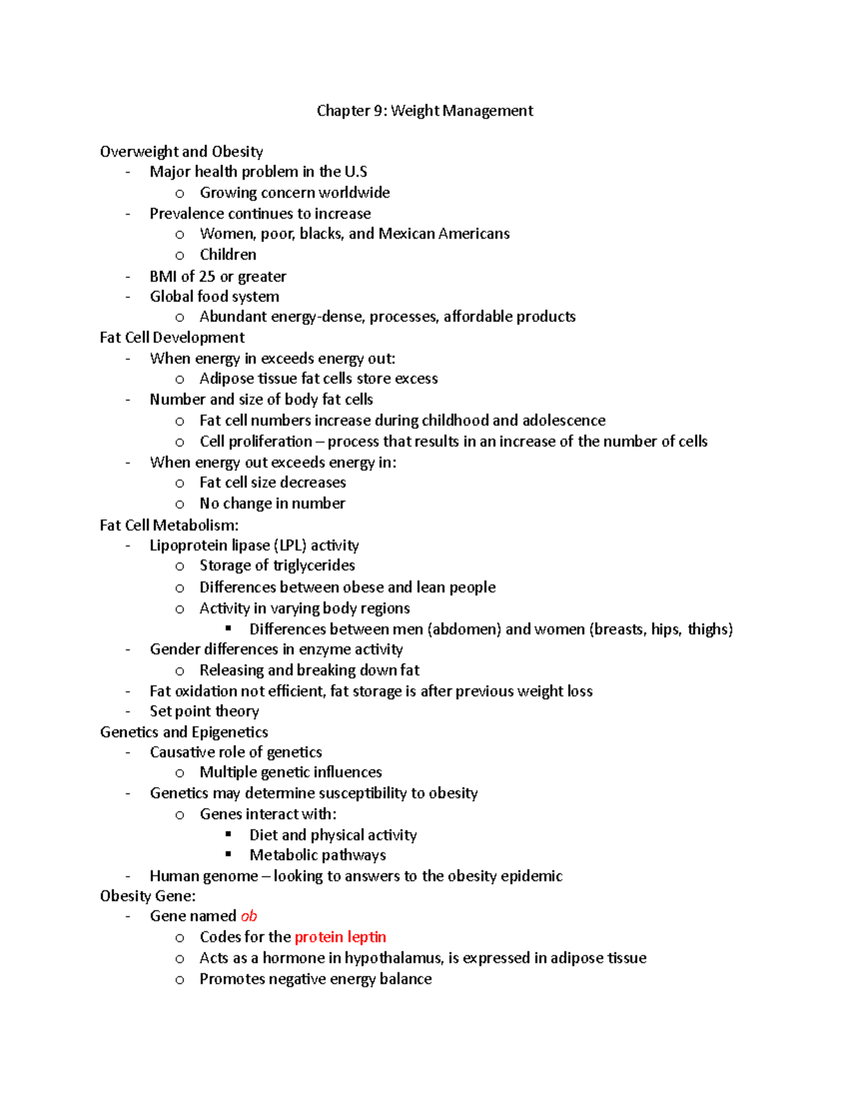 Chapter 9 Weight Management Chapter 9 Weight Management Overweight