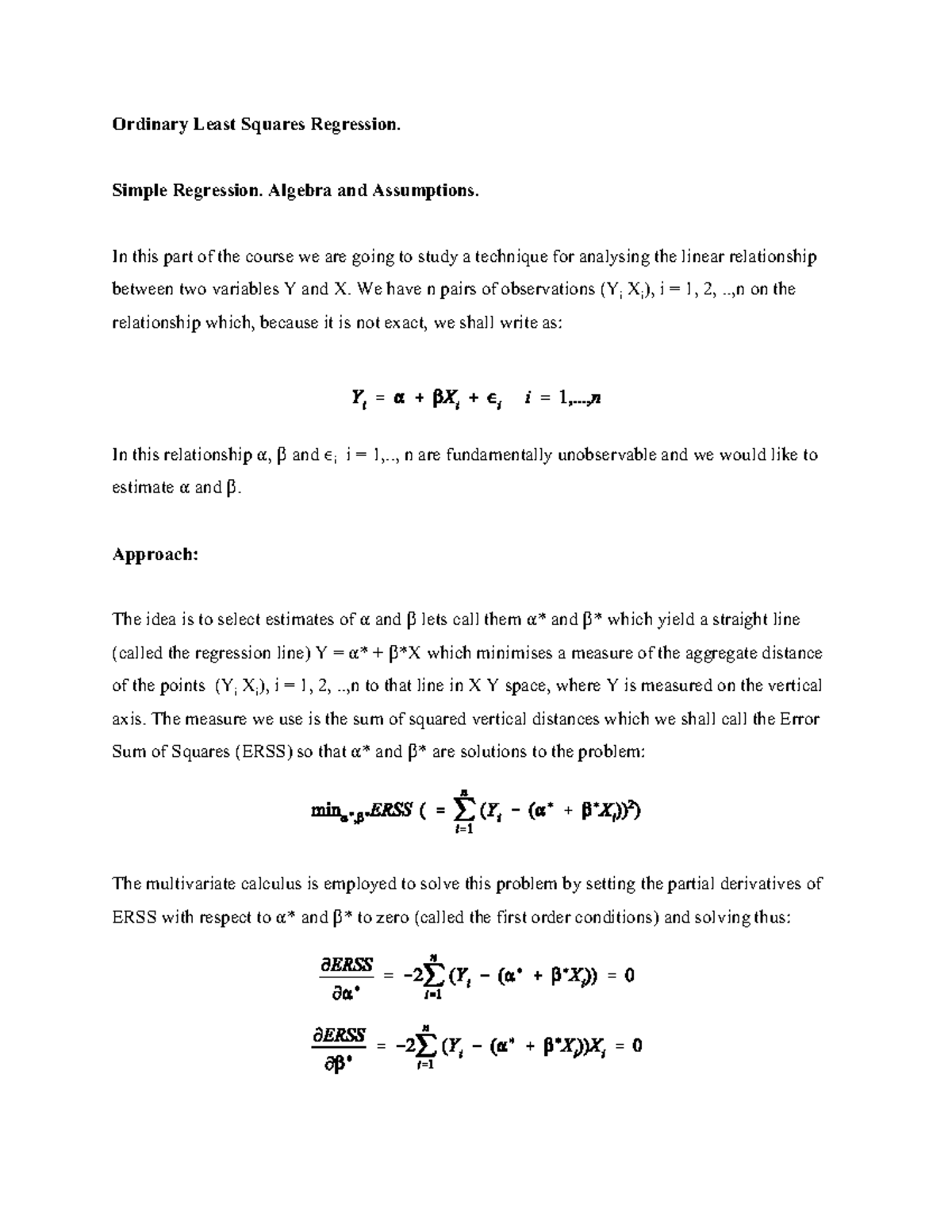 Lecture notes, lecture 10 - ordinary least squares regression ...