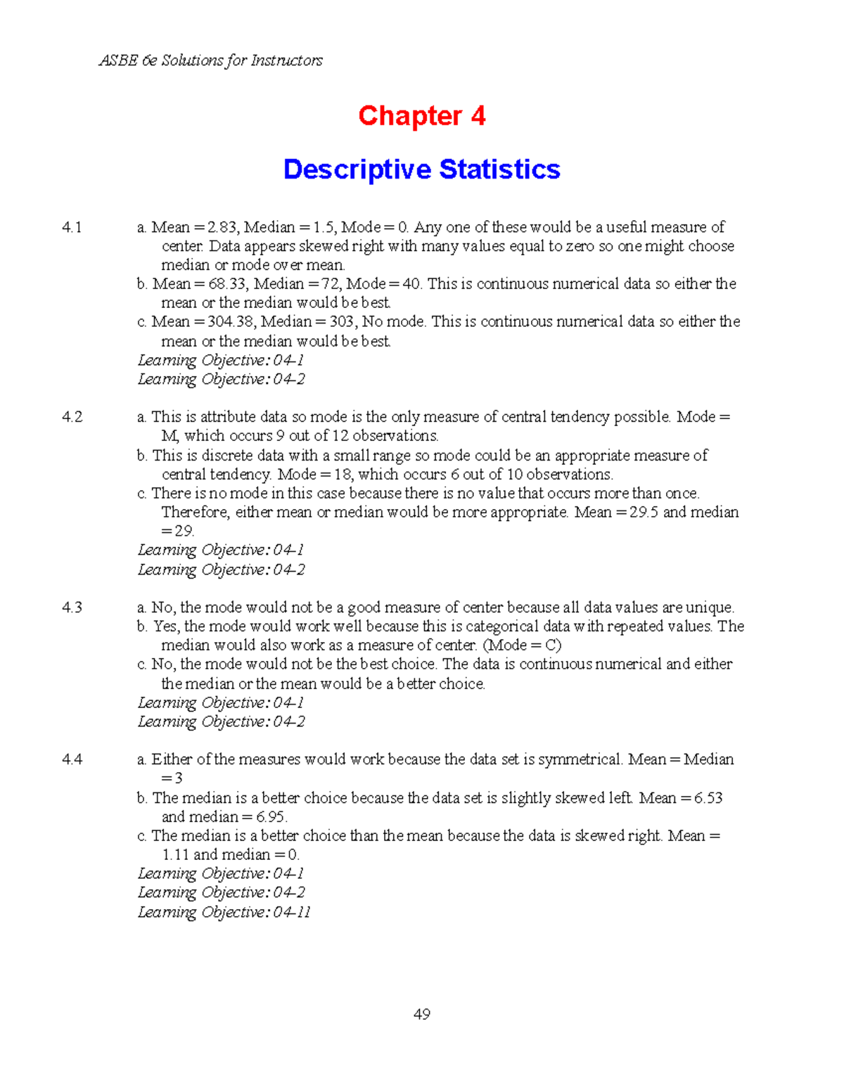 chap004-asbe-6e-im-solution-ch-4-chapter-4-descriptive-statistics-4