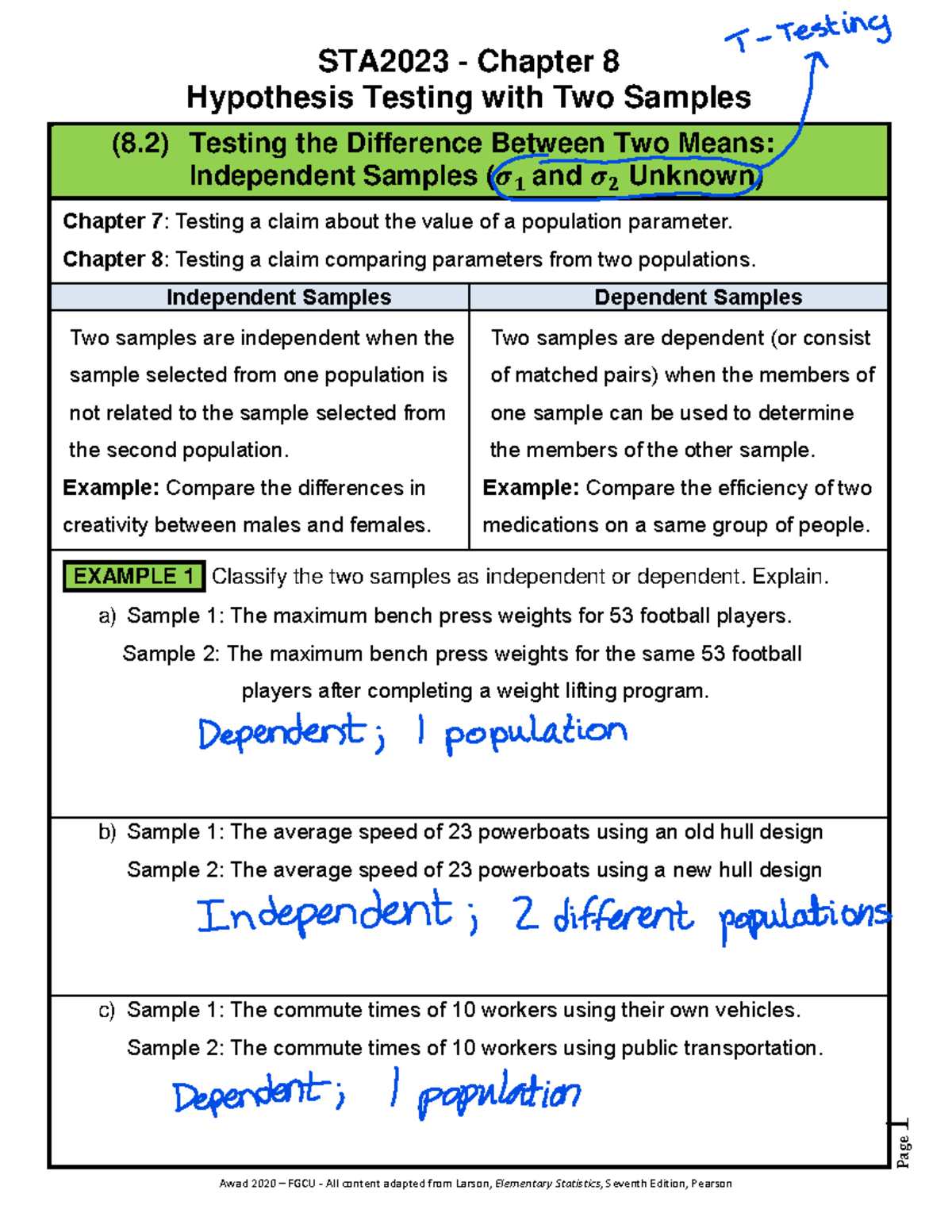 chapter 8 hypothesis testing answers