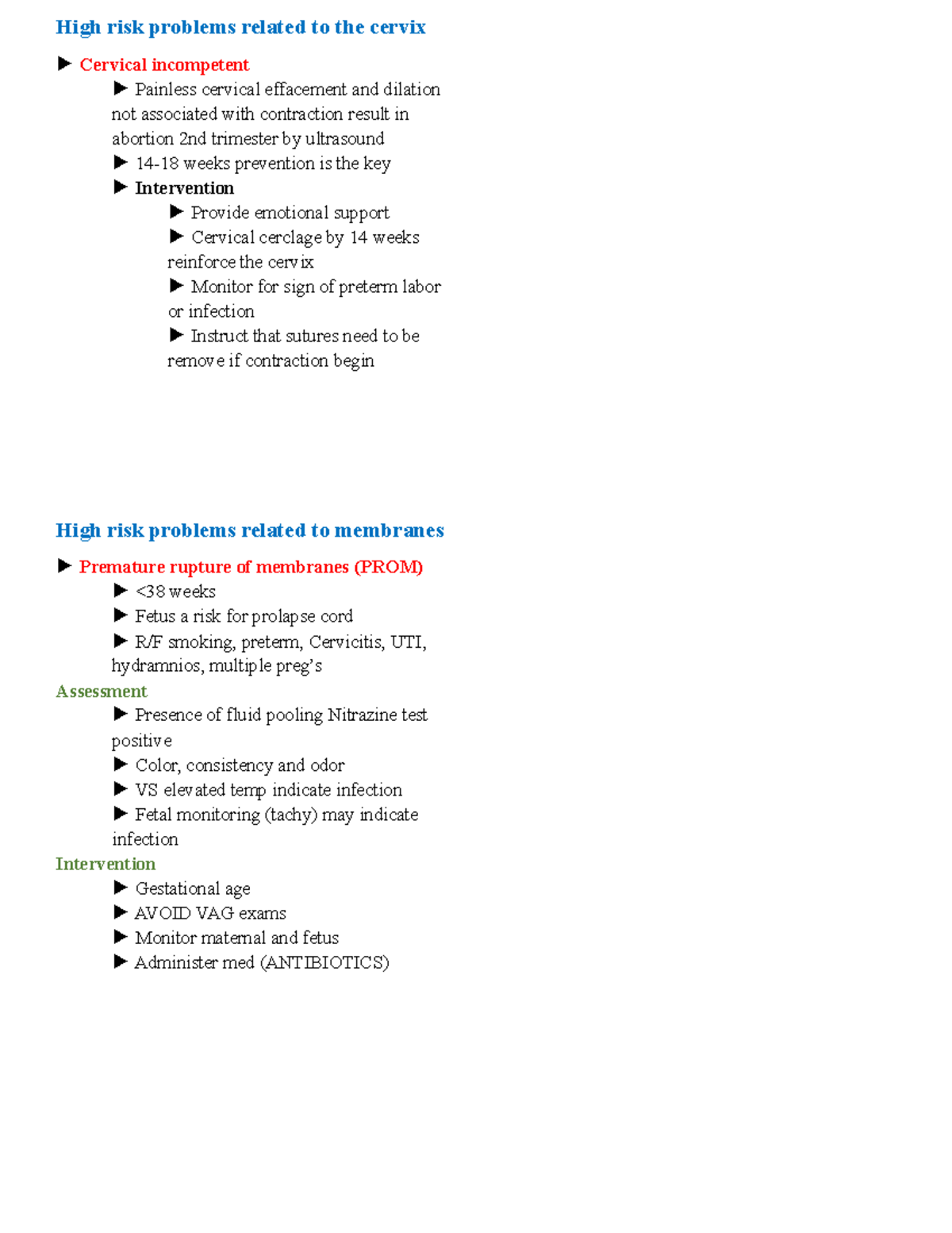 OB High risk problems related to the cervix - High risk problems ...
