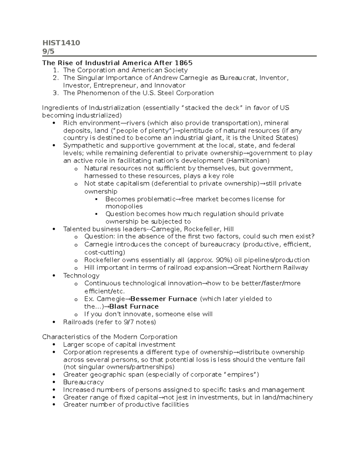 HIST1410 95 Dennis Dickerson HIST 9/ The Rise of Industrial