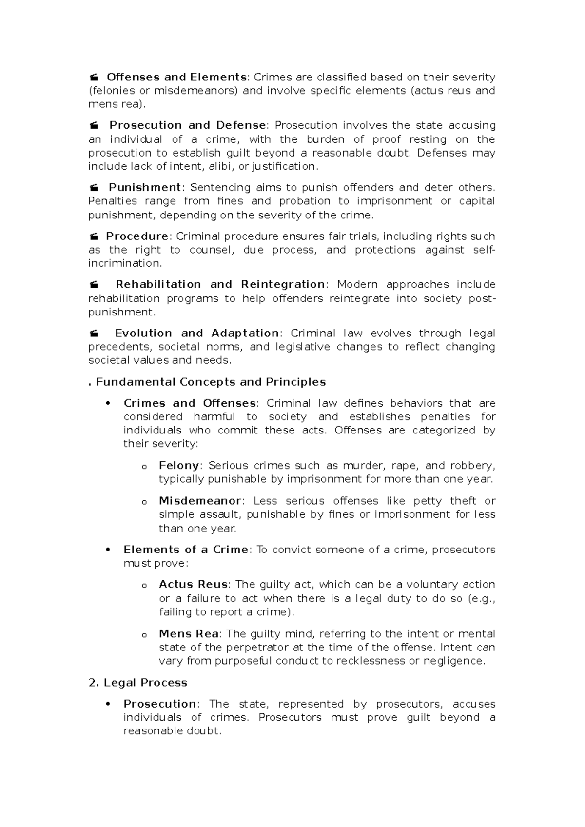 222 - criminal summary notes - Offenses and Elements: Crimes are ...