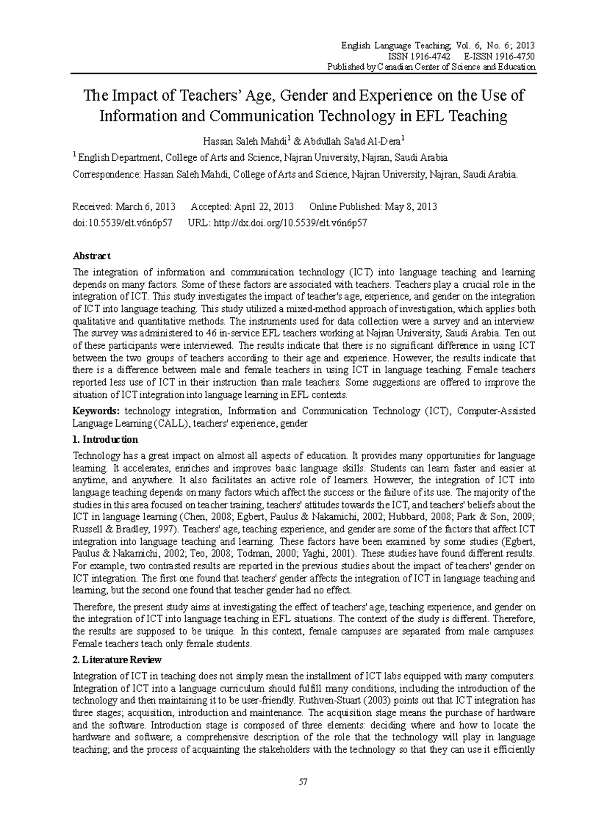 the Use of Information and communications technology in teaching higher ...