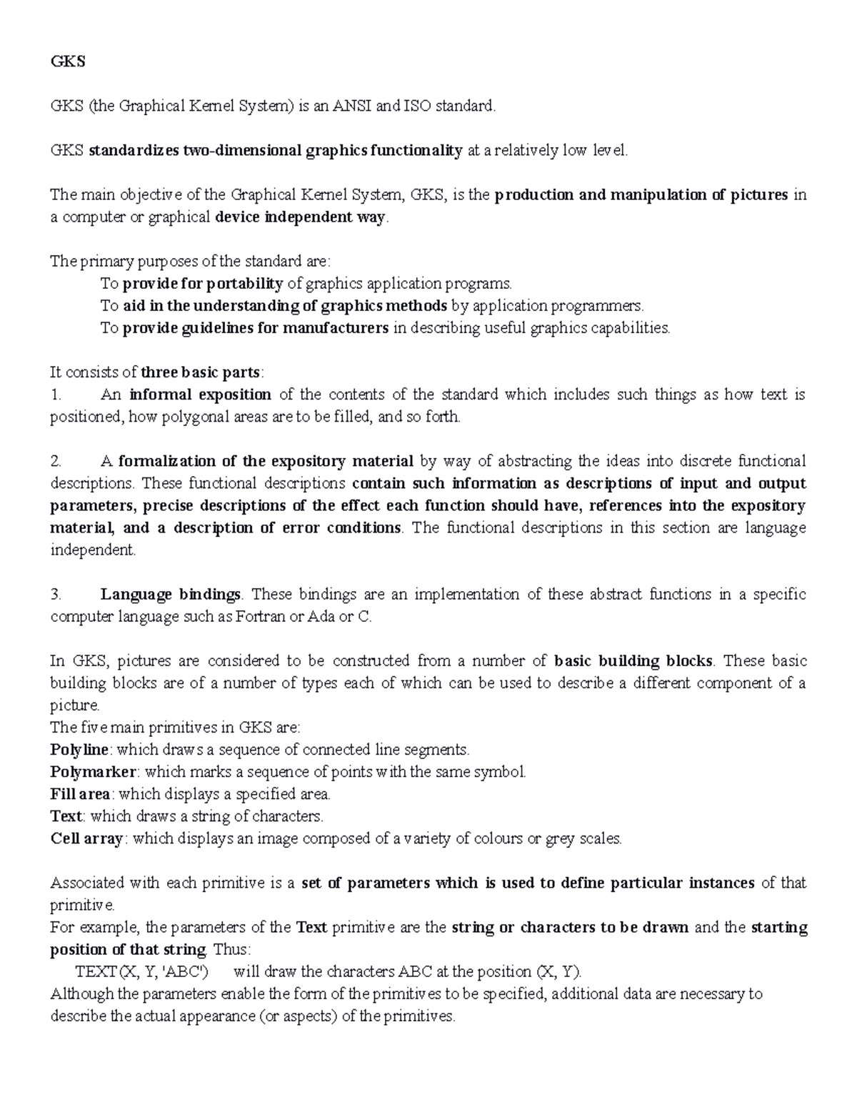 GKS - topic wise note- graphics kernel system - GKS GKS (the Graphical ...