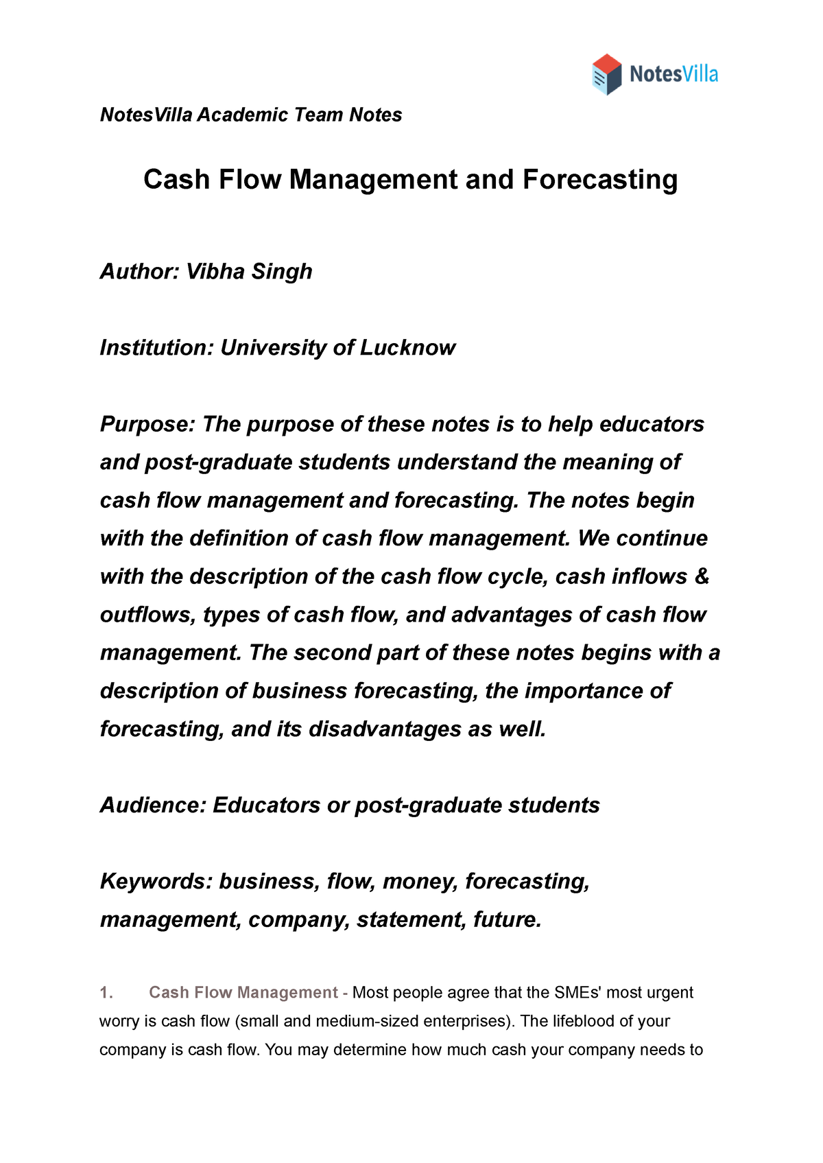 cash-flow-management-and-forecasting-the-notes-begin-with-the