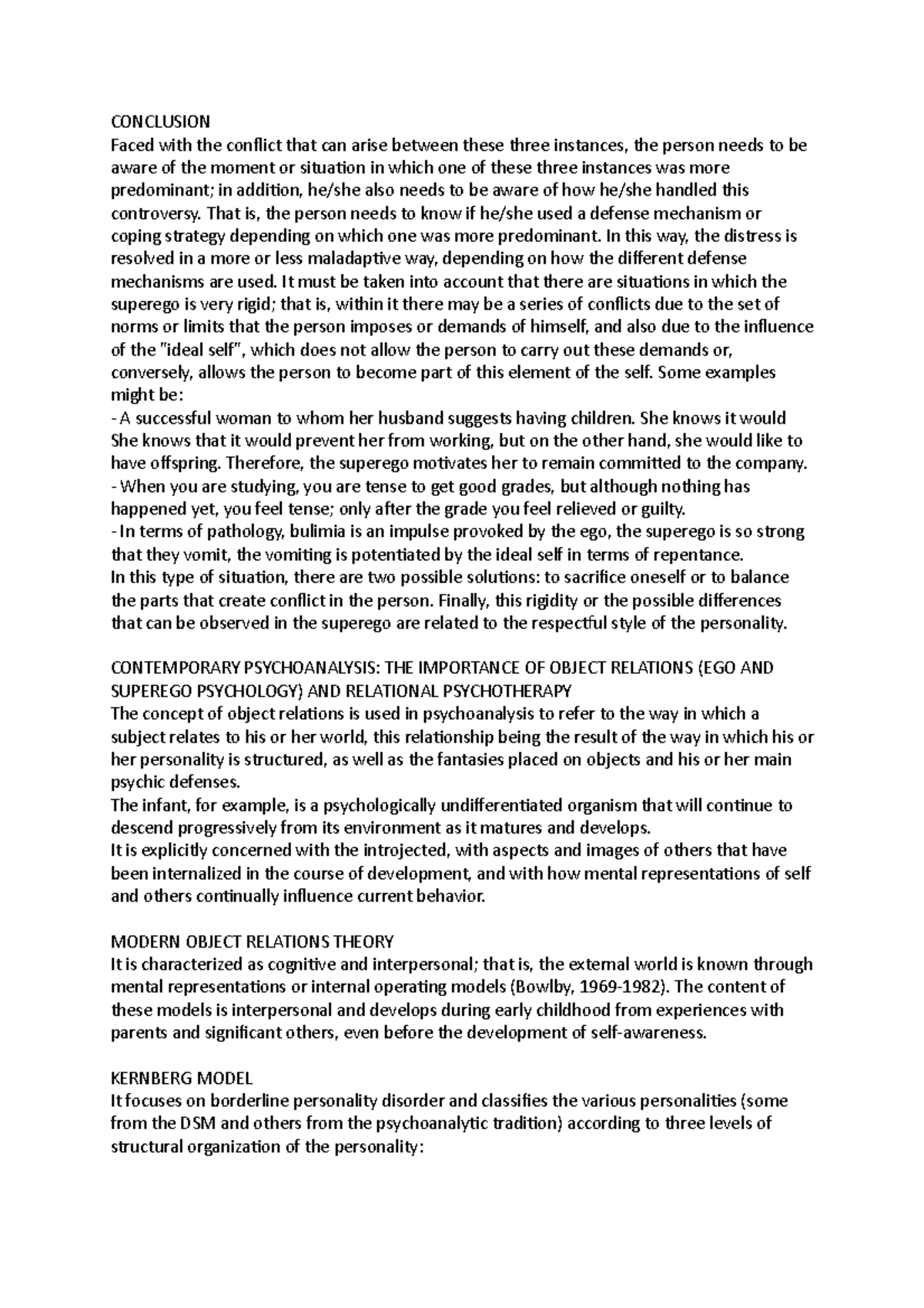 Conclusion General Psychology II CONCLUSION Faced with the conflict