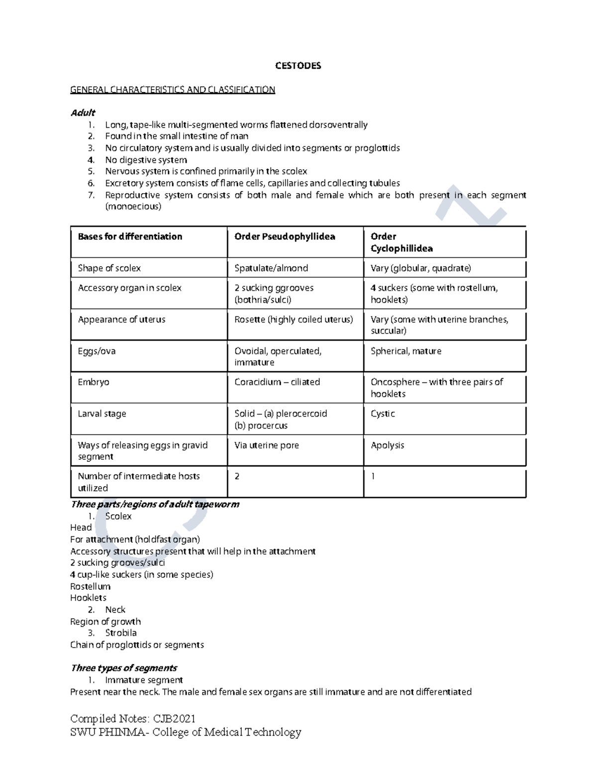 Trematodes and Cestodes Introduction for Clinical Parasitology Subject ...