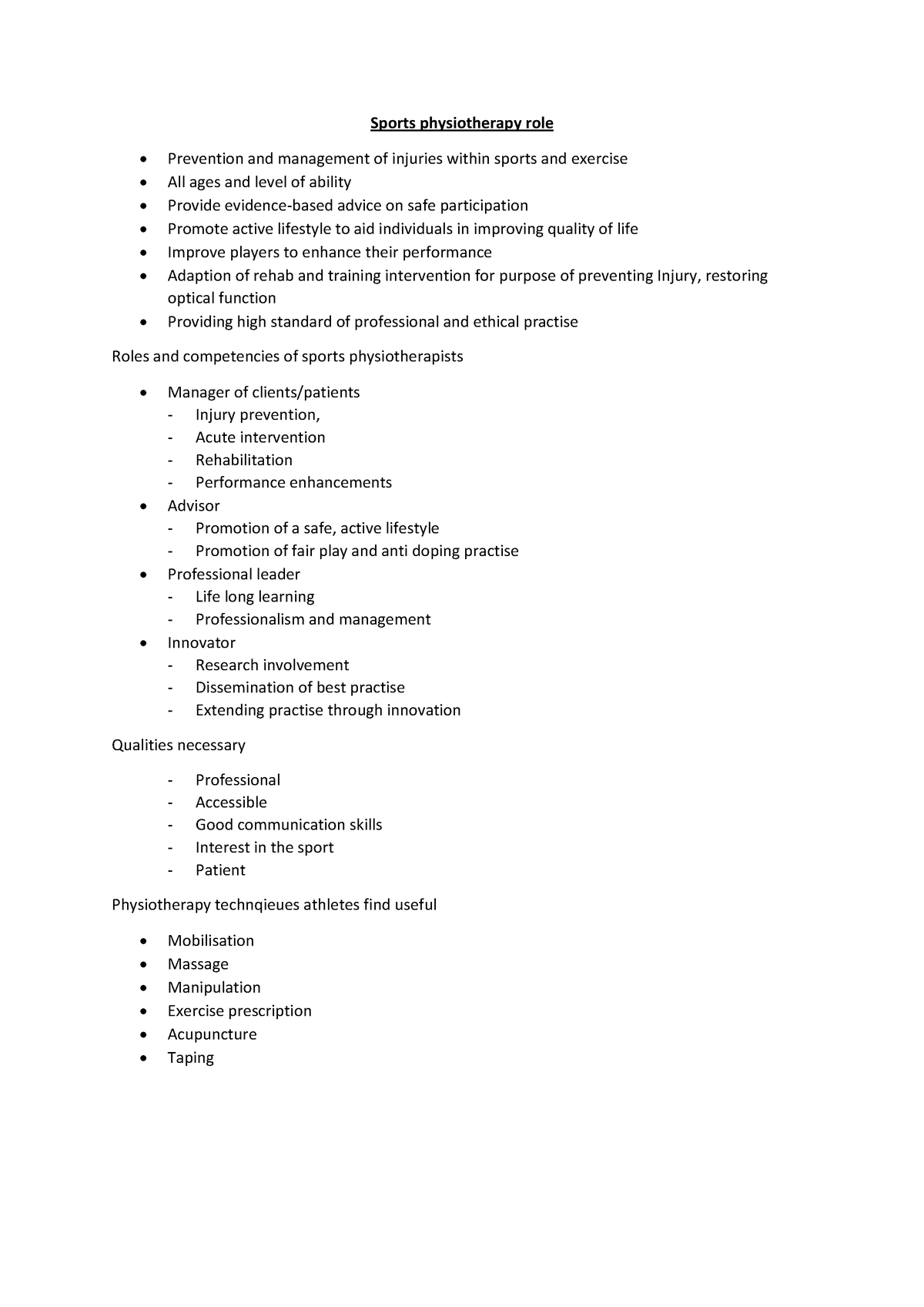 sports physiotherapy research proposal ideas