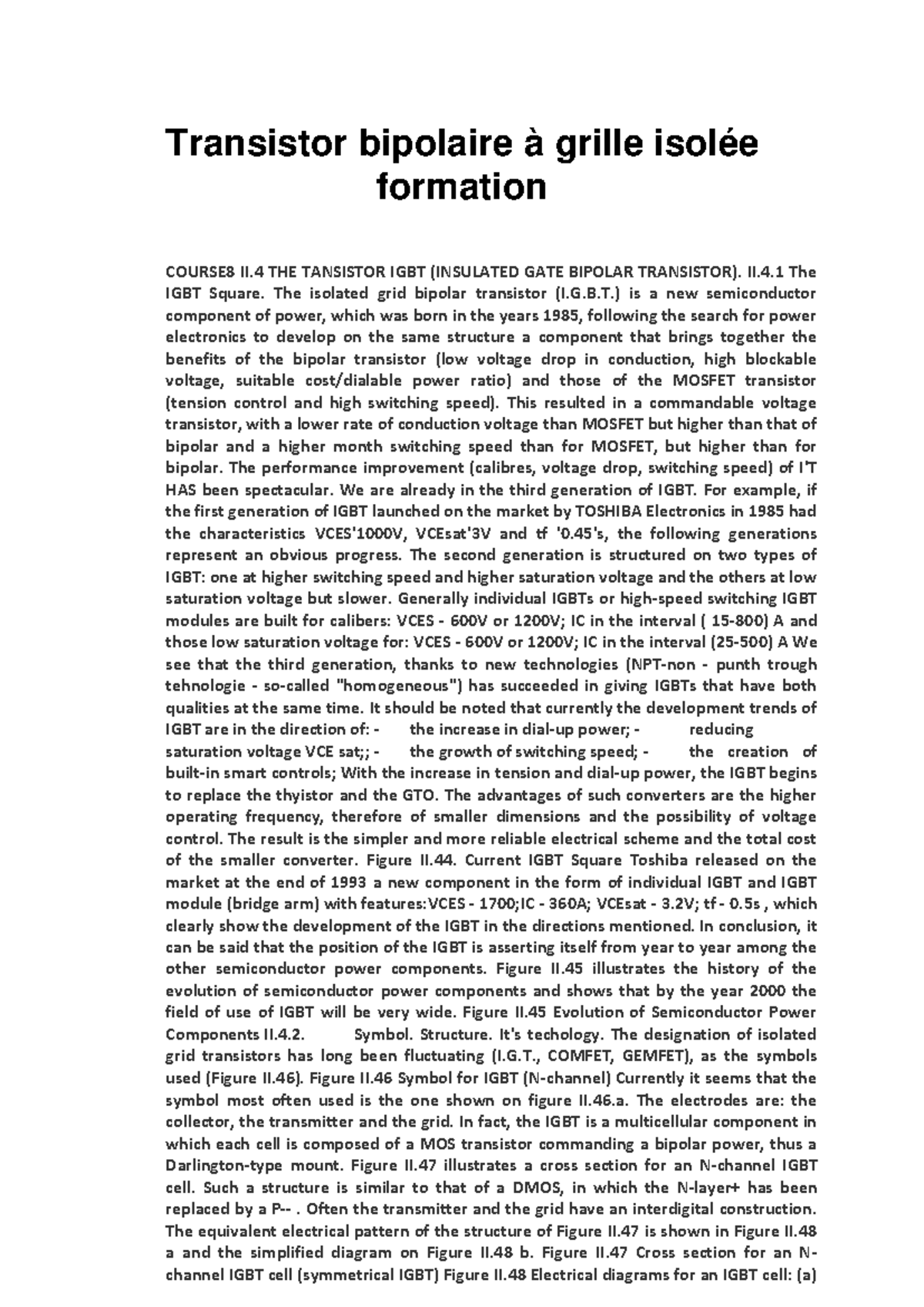 Transistor bipolaire à grille isolée formation Transistor bipolaire à