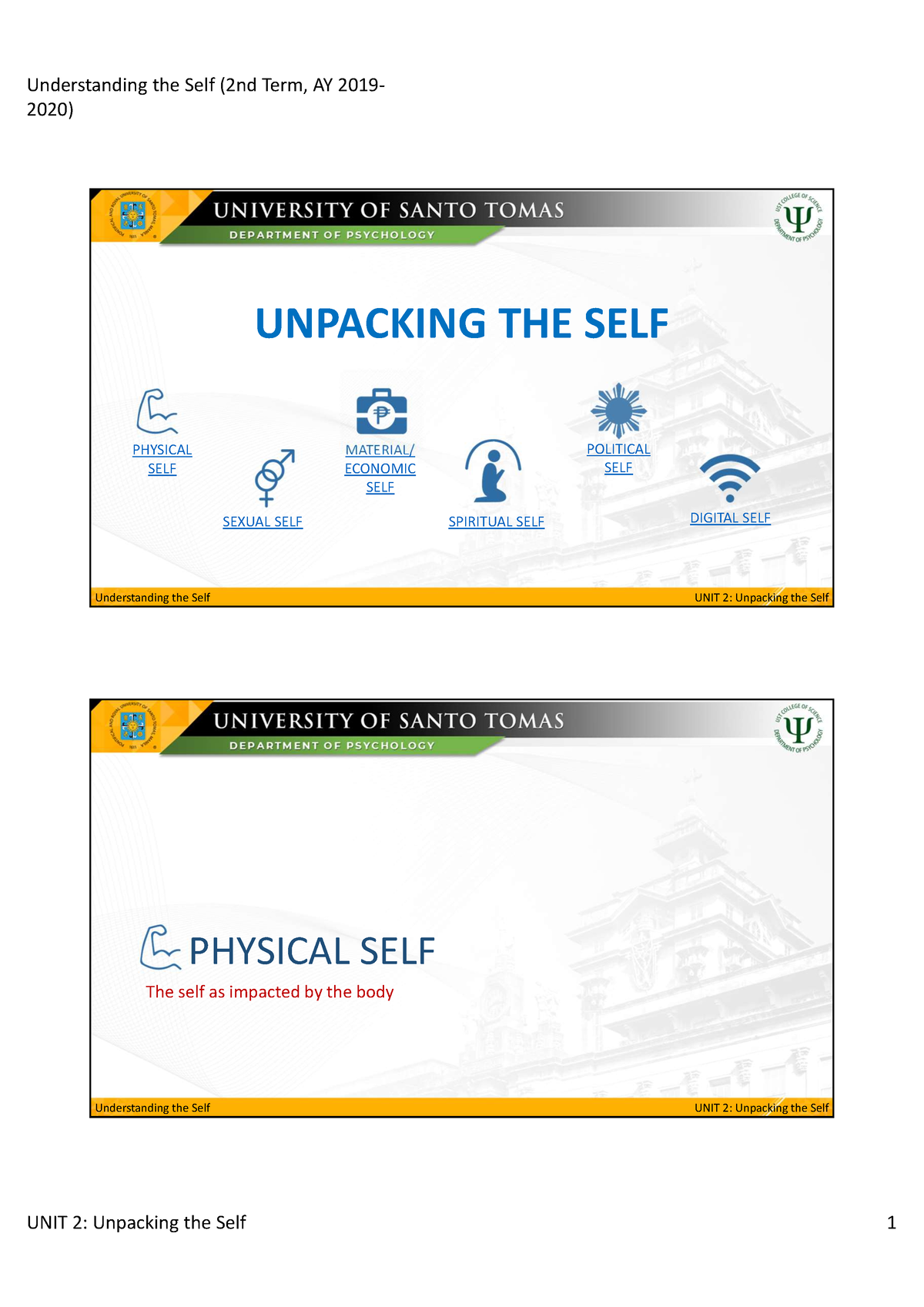 UND SELF+UNIT+2+Hand-outs+Jan+2021+%28NEW%29 - 2020) UNPACKING THE SELF ...