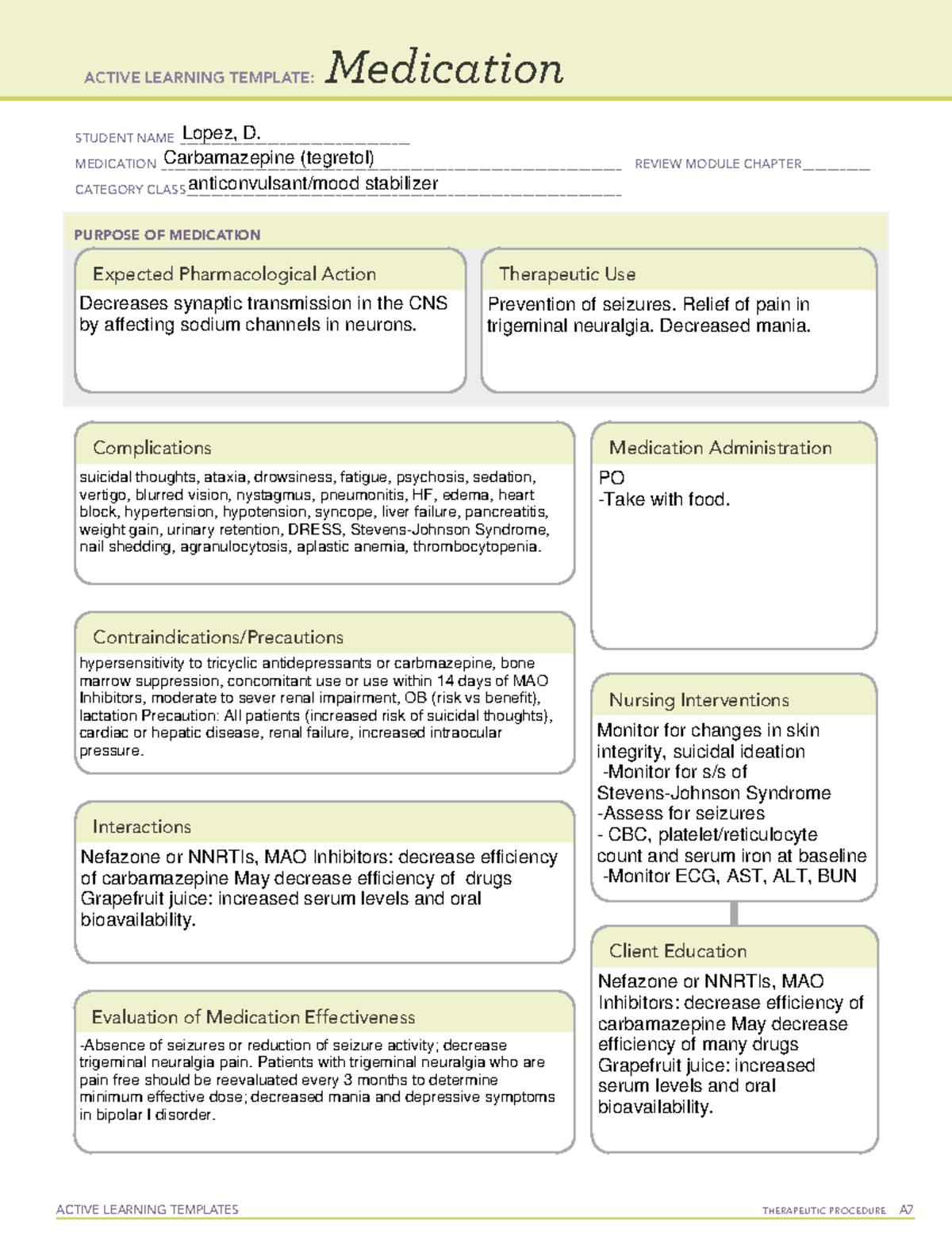 Medication-tegretol - tegratol - ACTIVE LEARNING TEMPLATES THERAPEUTIC ...