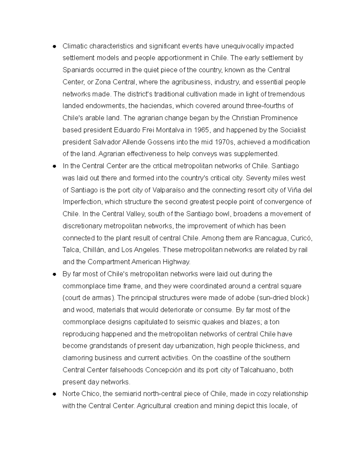 Settlement patterns Lecture notes from class Climatic