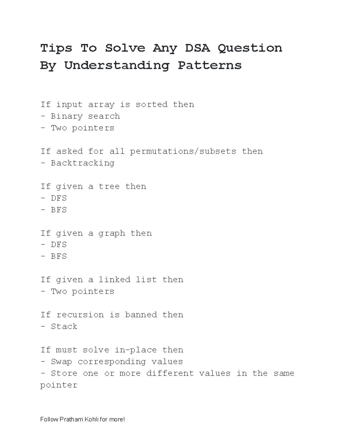 Tips To Solve Any DSA Question By Understanding Patterns - Studocu