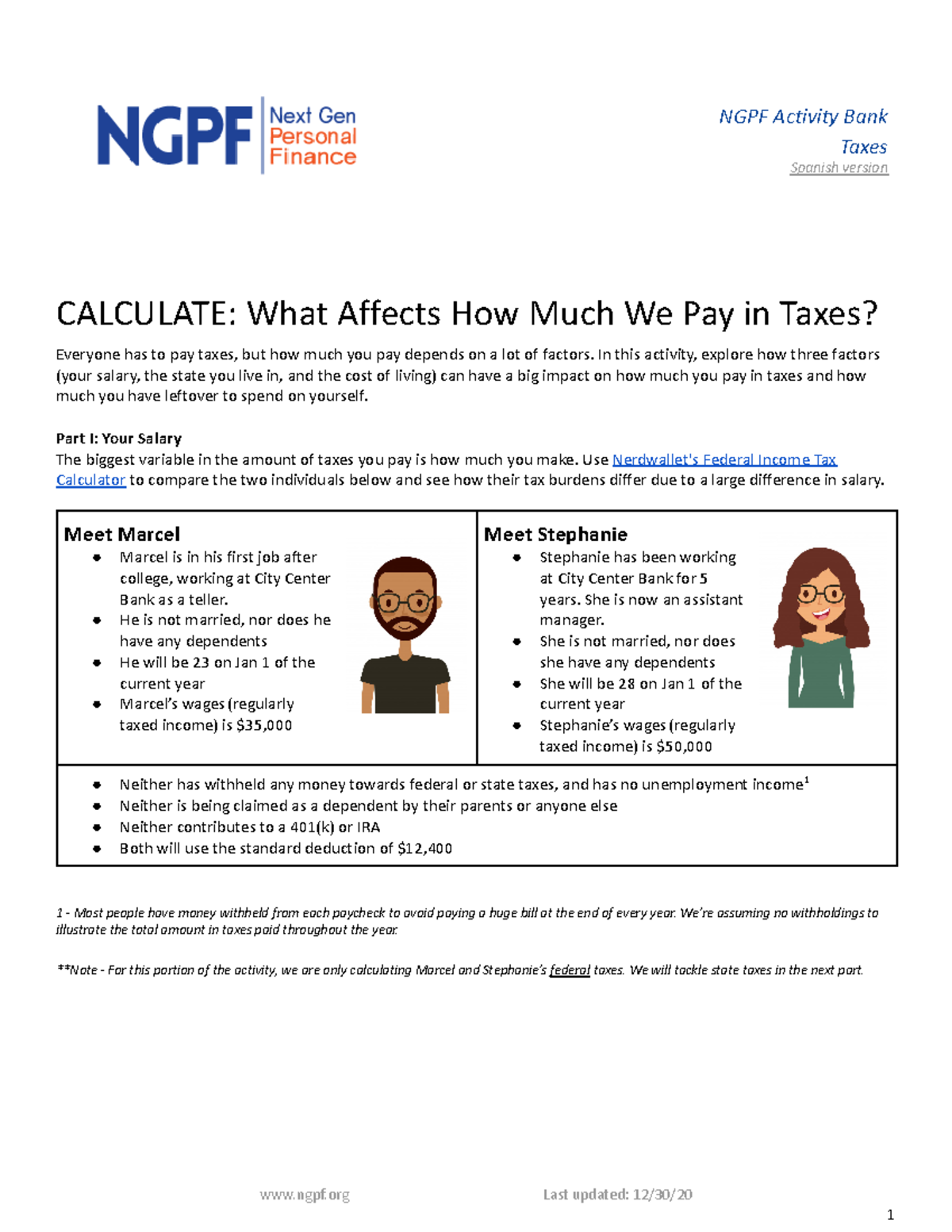 Ngpf Activity Bank Taxes 3 Answer Key